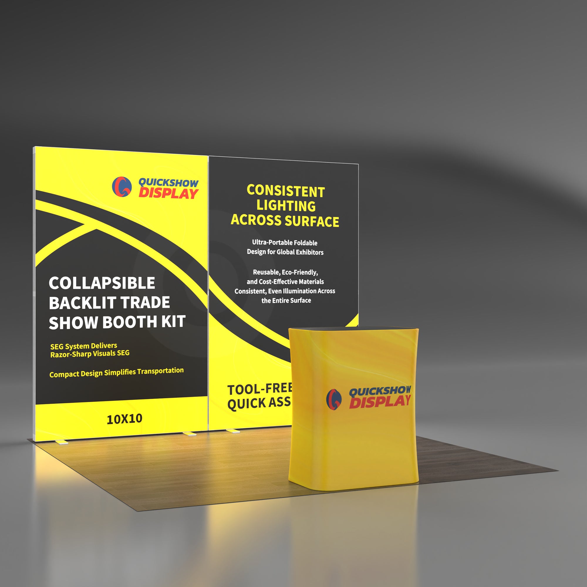 10x10 Collapsible Backlit Trade Show Booth 05 - QuickShowDisplay