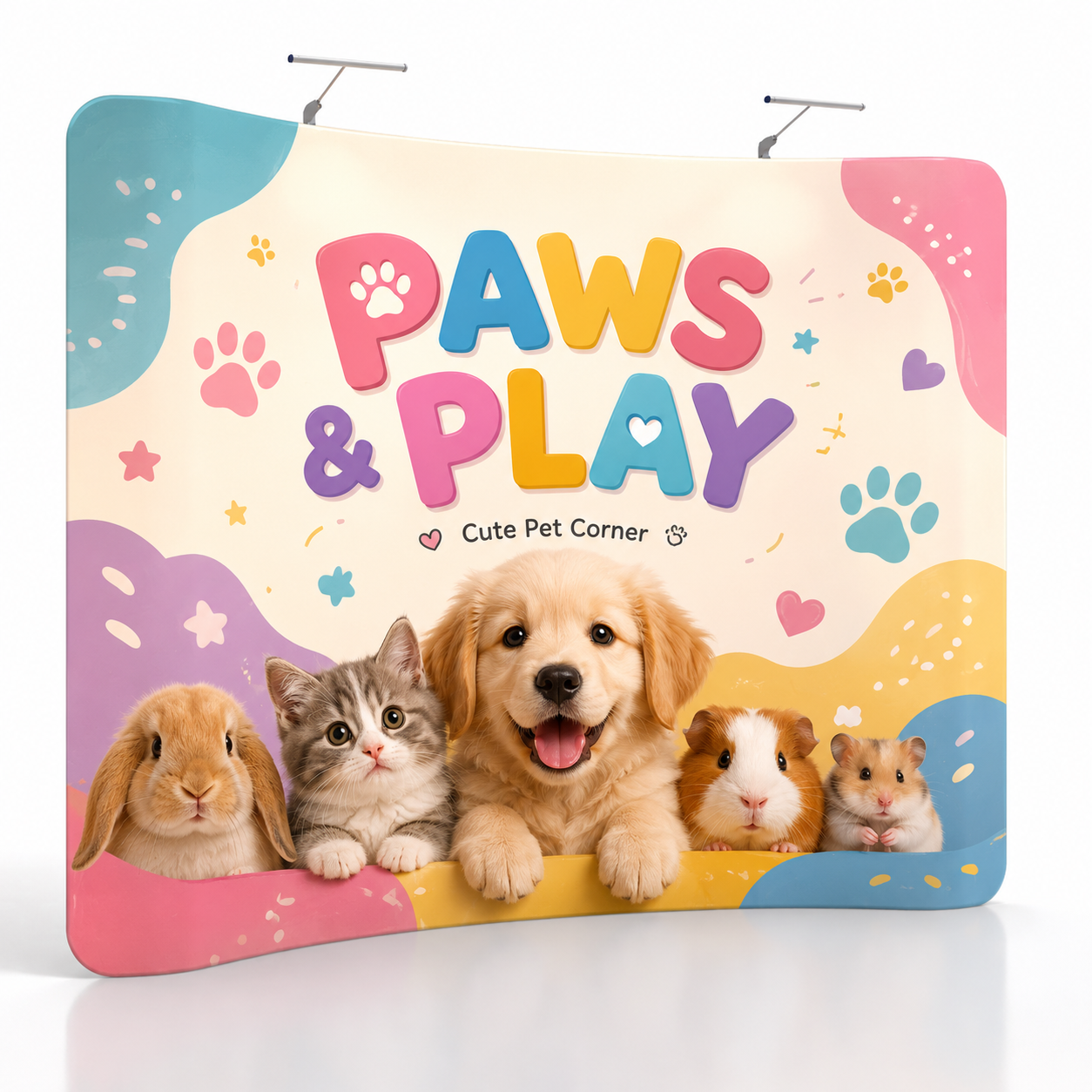 Custom 10ft Arc Booth Backdrop, Semi-Wrap Curved Fabric Display Wall with Pillowcase Graphics for 10x10 Booths - QuickShowDisplay