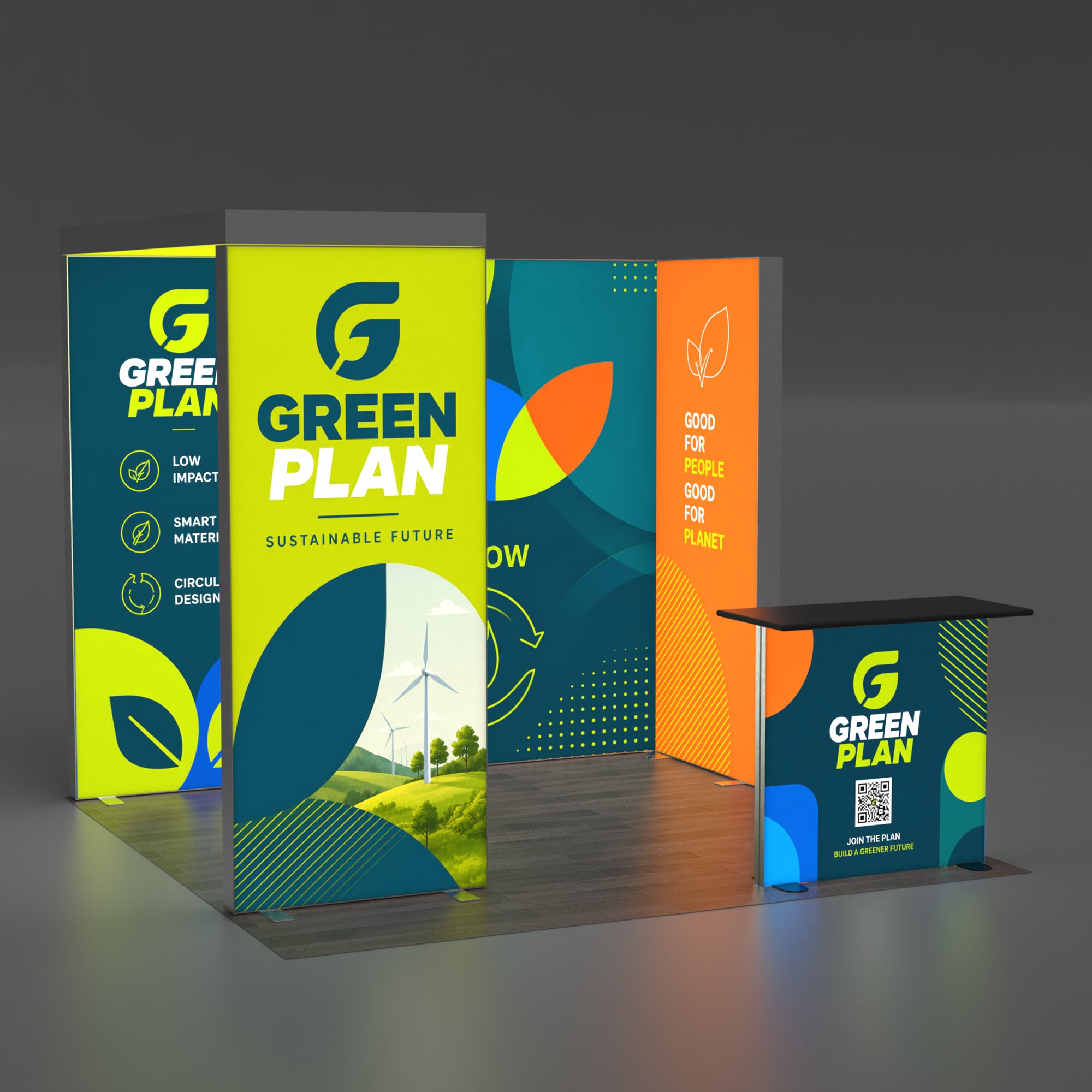 10x10 EdgeLumi™ PRO Aluminum Modular Bridge SEG Backlit Booth Display - QuickShowDisplay