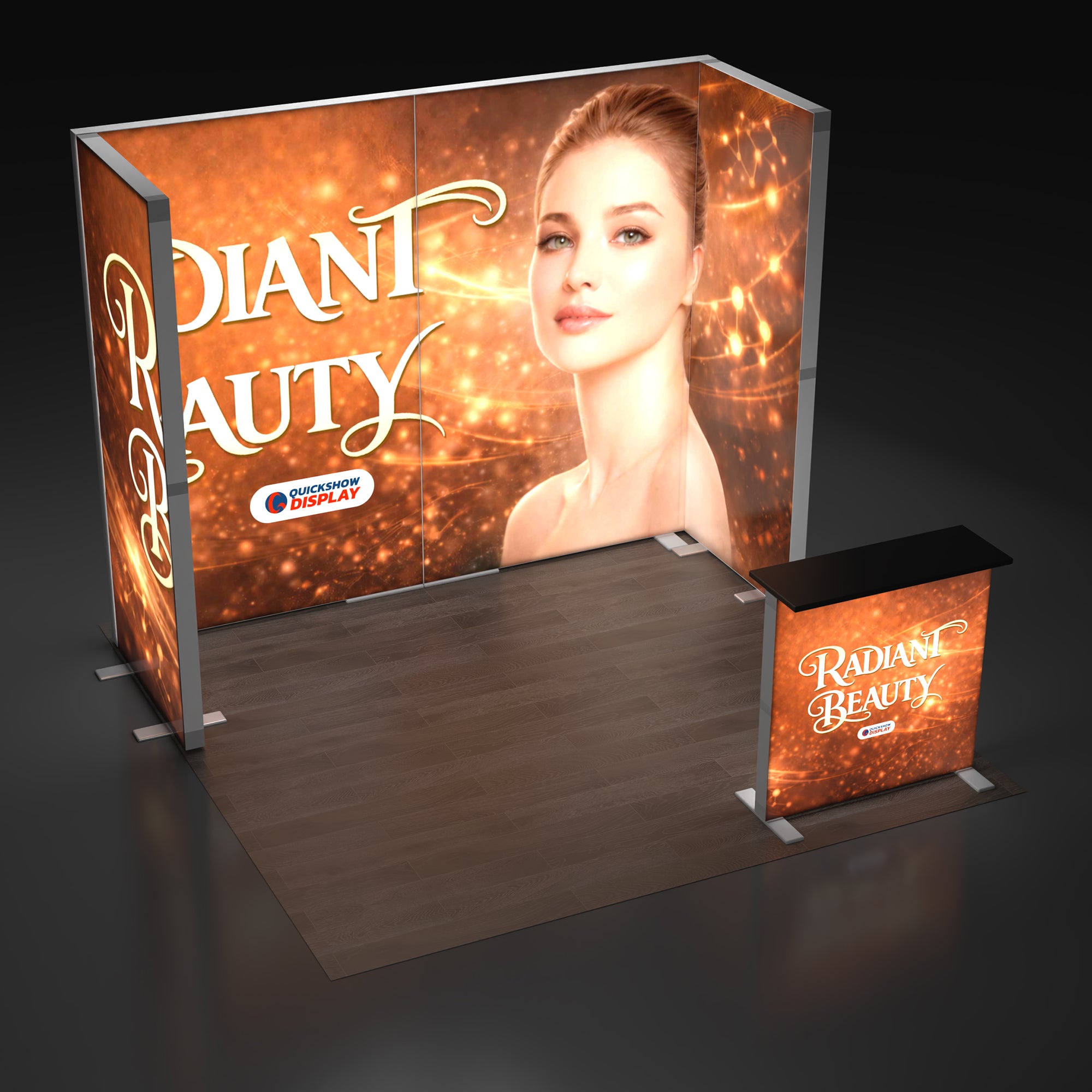 10ft EdgeLumi™ Collapsible Lightboxes Booth Kit - C - QuickShowDisplay