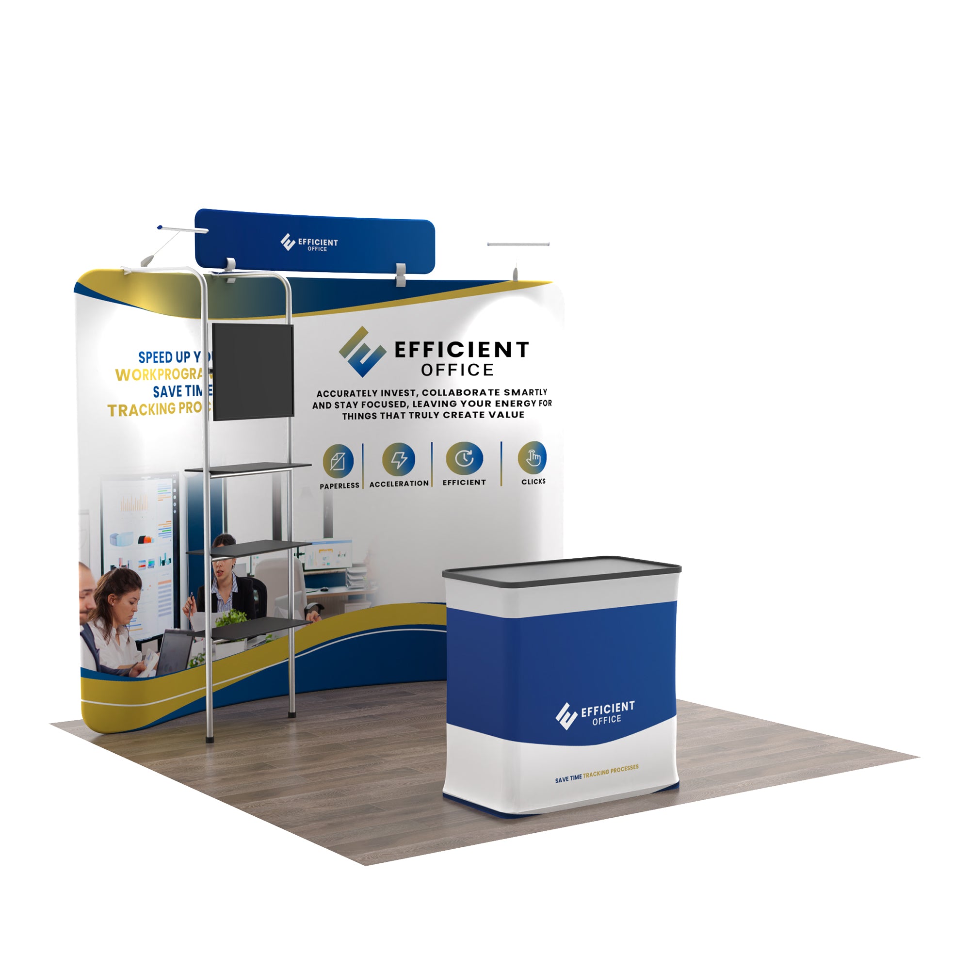 10x10 TenseFlex Media Curved Trade Show Booth - Max - QuickShowDisplay