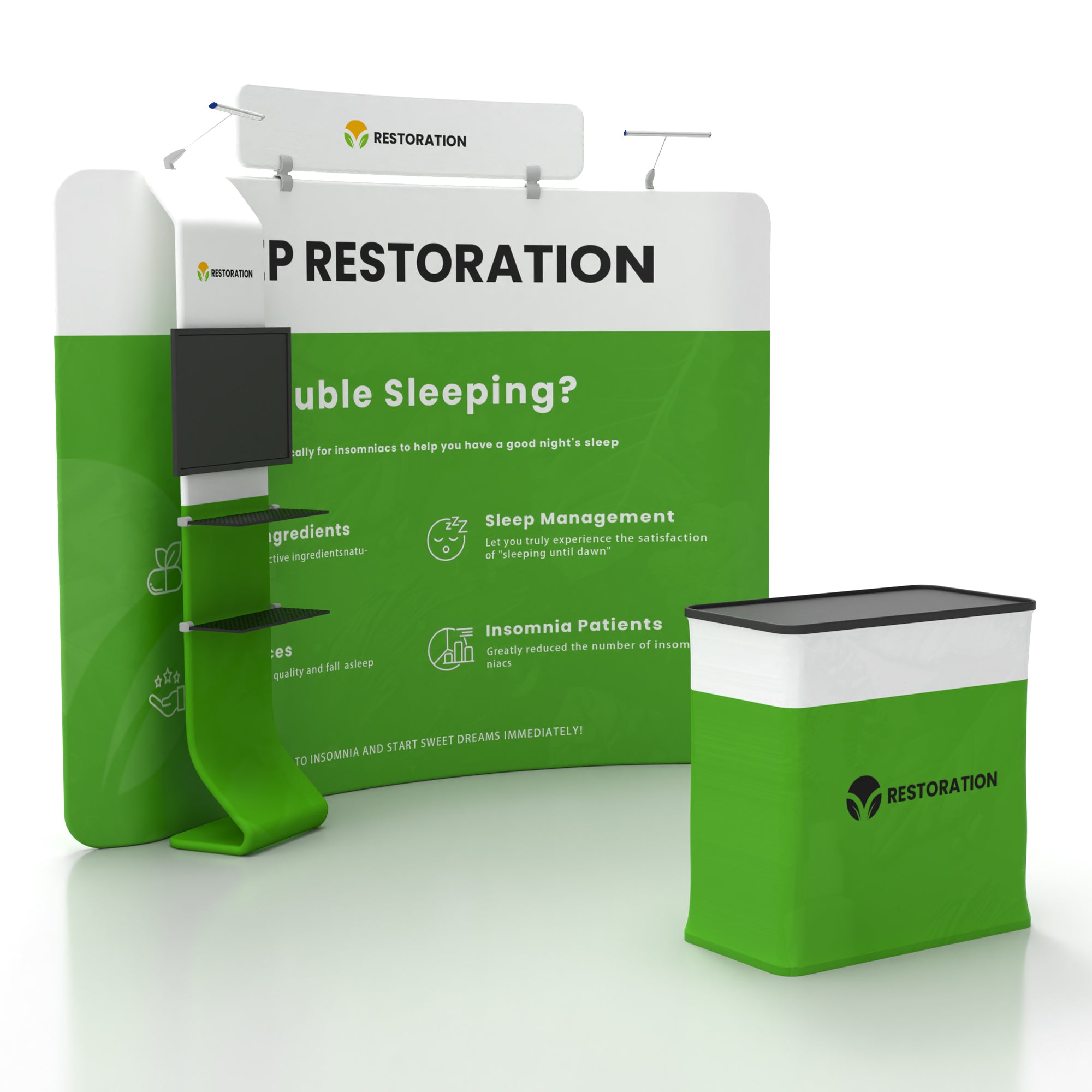 10x10 TenseFlex Curved Media Trade Show Booth - Waterfall