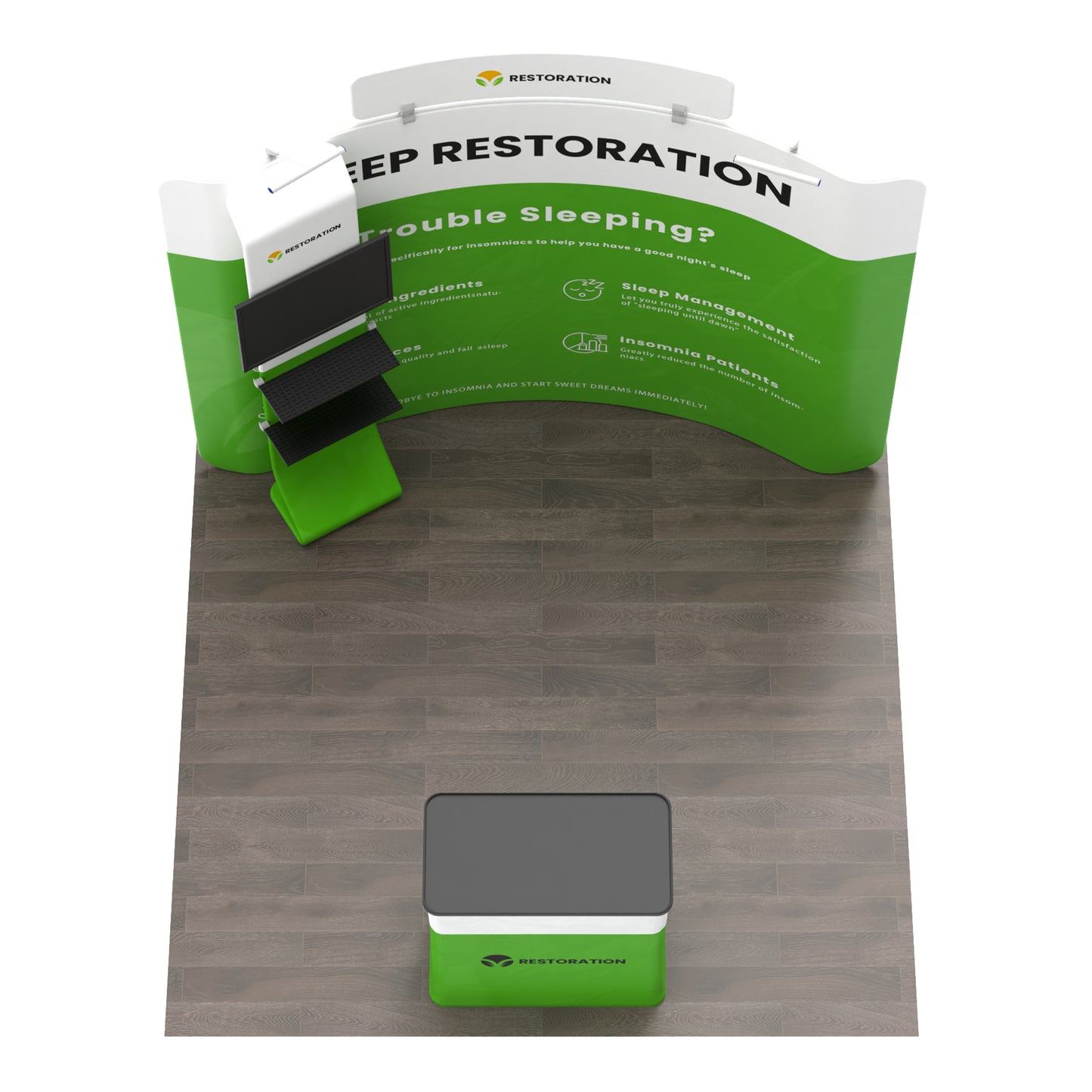10x10 TenseFlex Curved Media Trade Show Booth - Waterfall