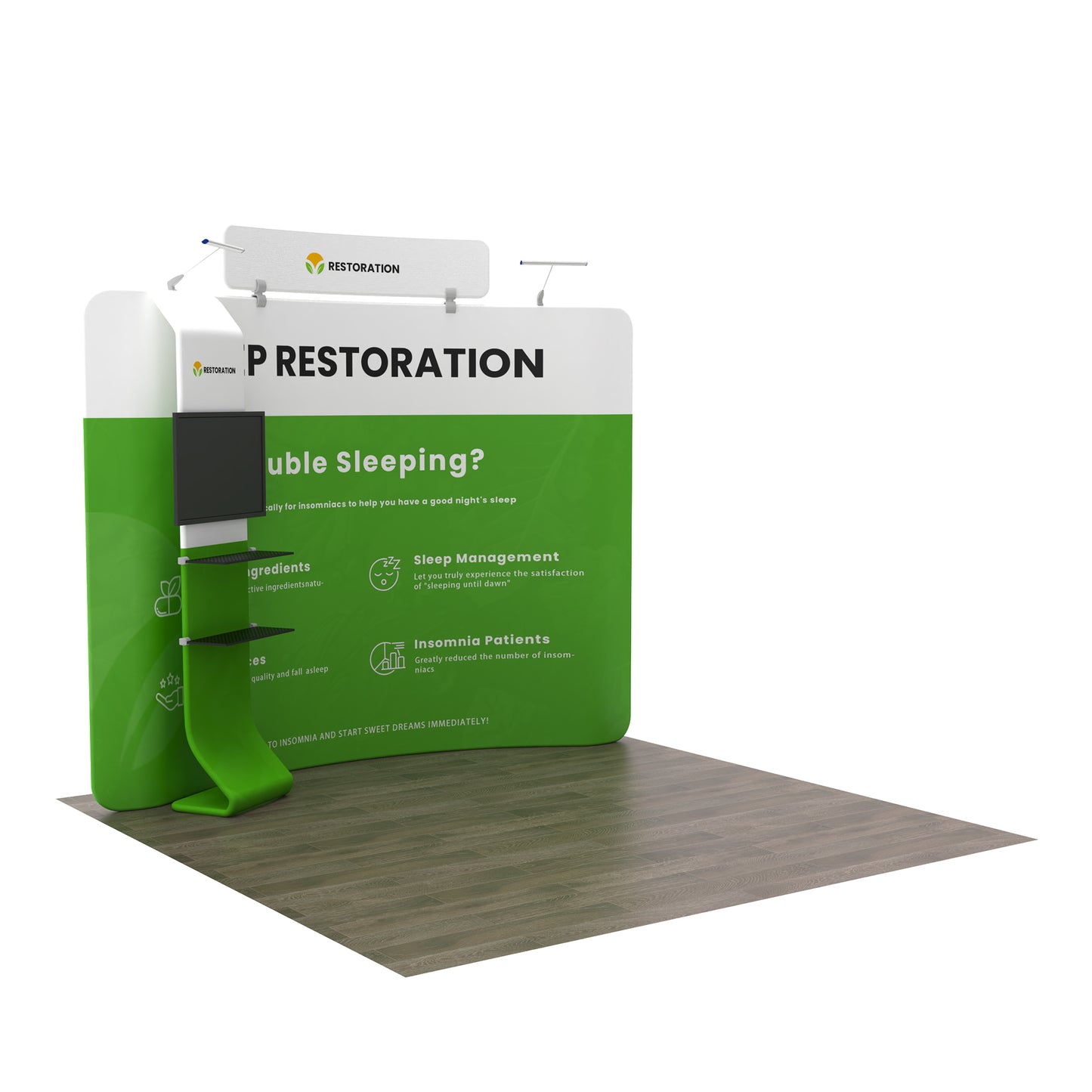 10x10 TenseFlex Curved Media Trade Show Booth - Waterfall