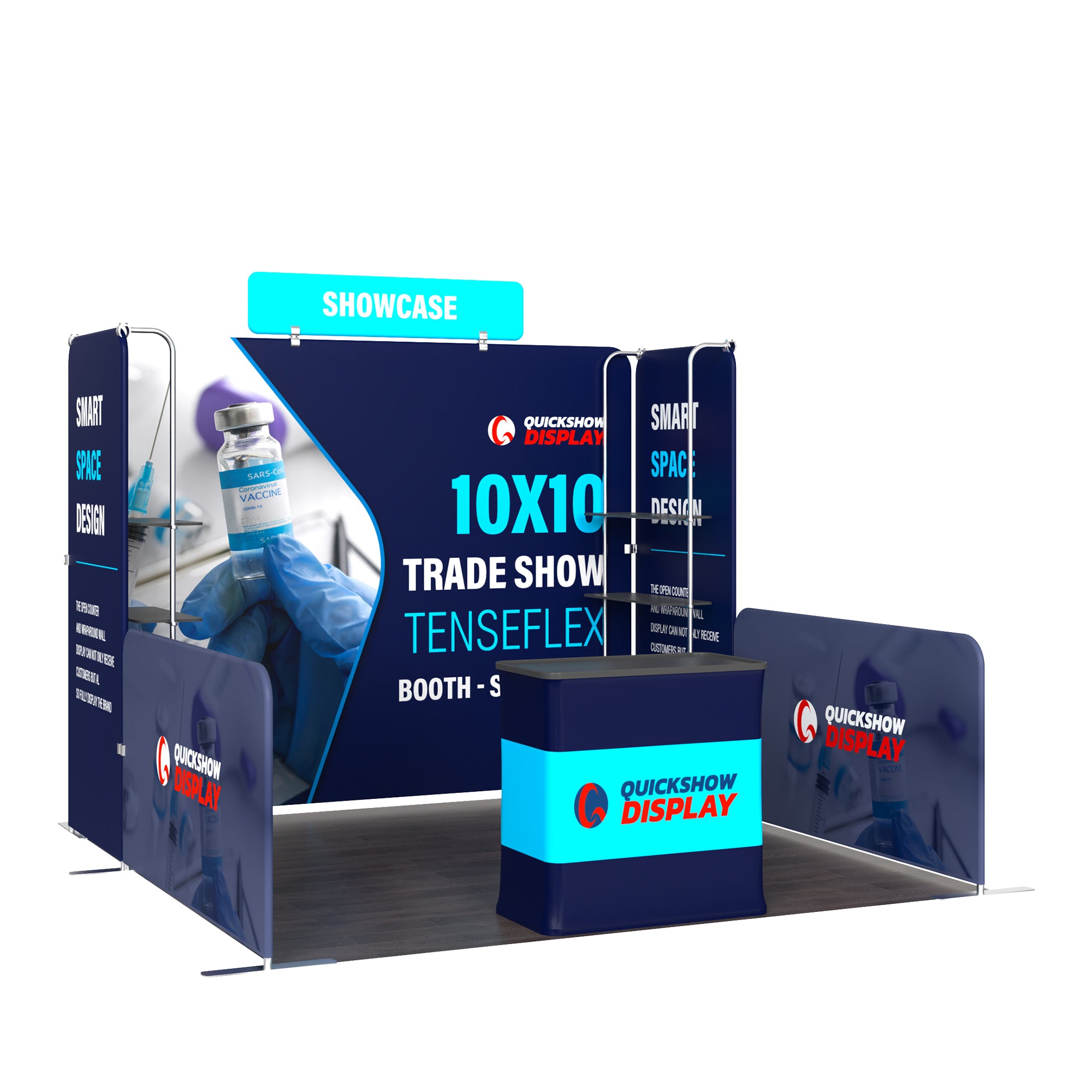 10x10 TenseFlex Trade Show Booth - Showcase - QuickShowDisplay