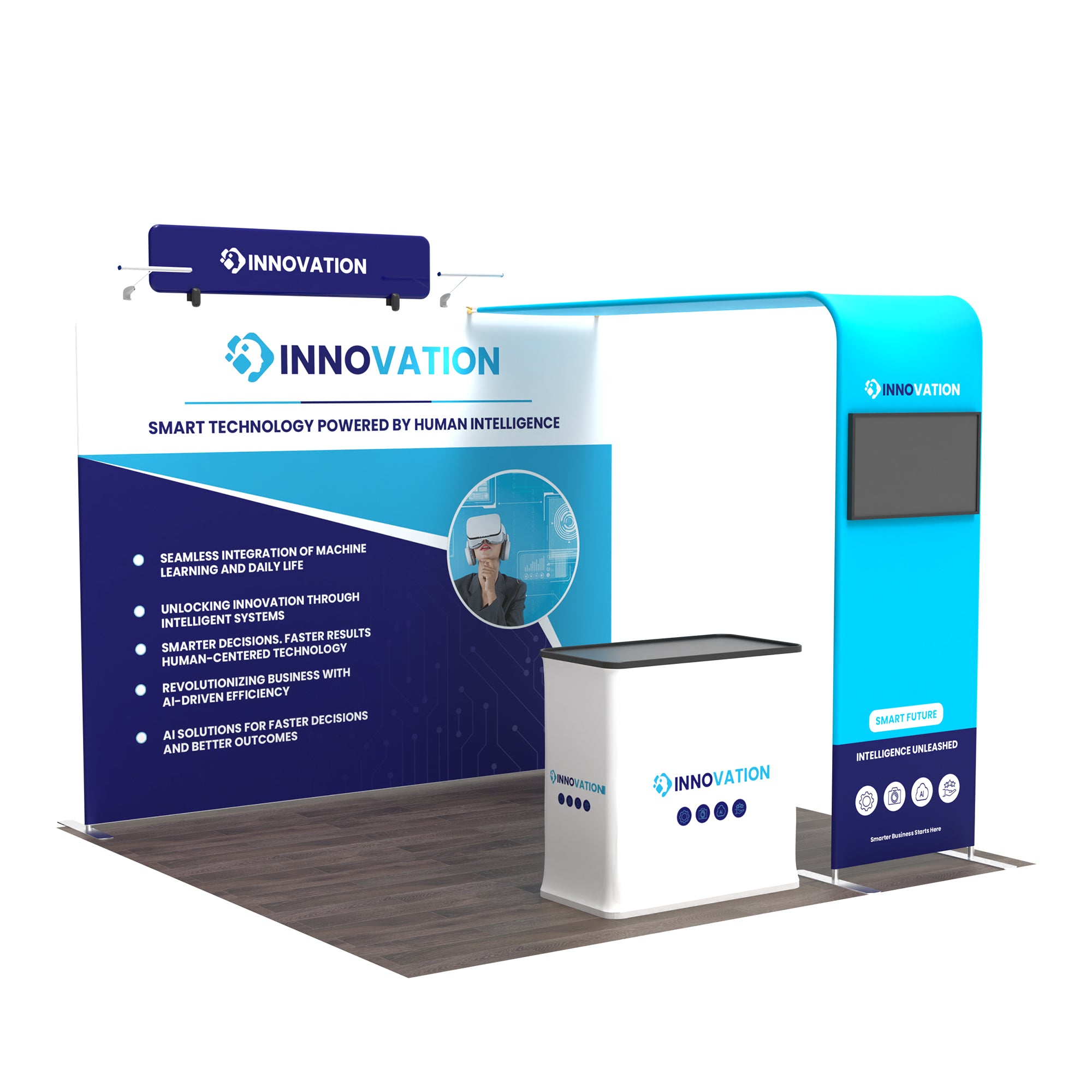 10x10 TenseFlex Media Trade Show Booth - Bridge