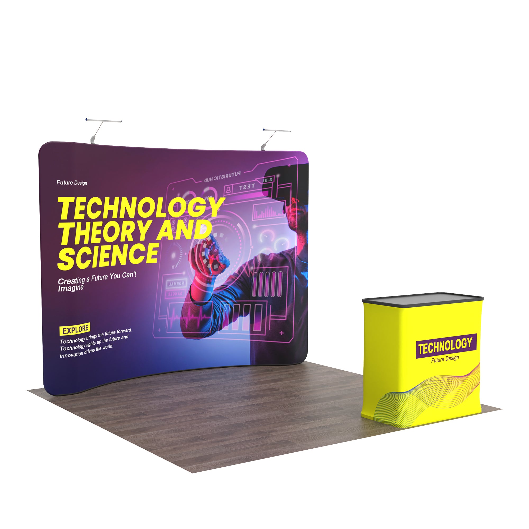10x10 TenseFlex Trade Show Booth - Curved - QuickShowDisplay