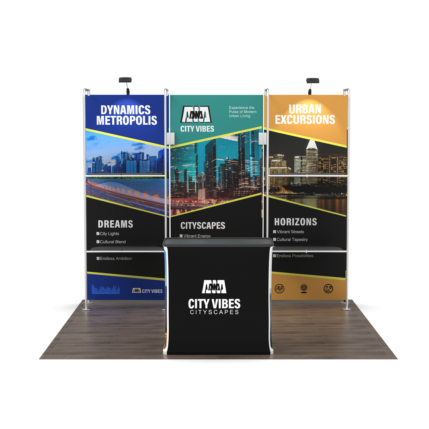 10x10 TenseFlex Trade Show Booth - Merchandising