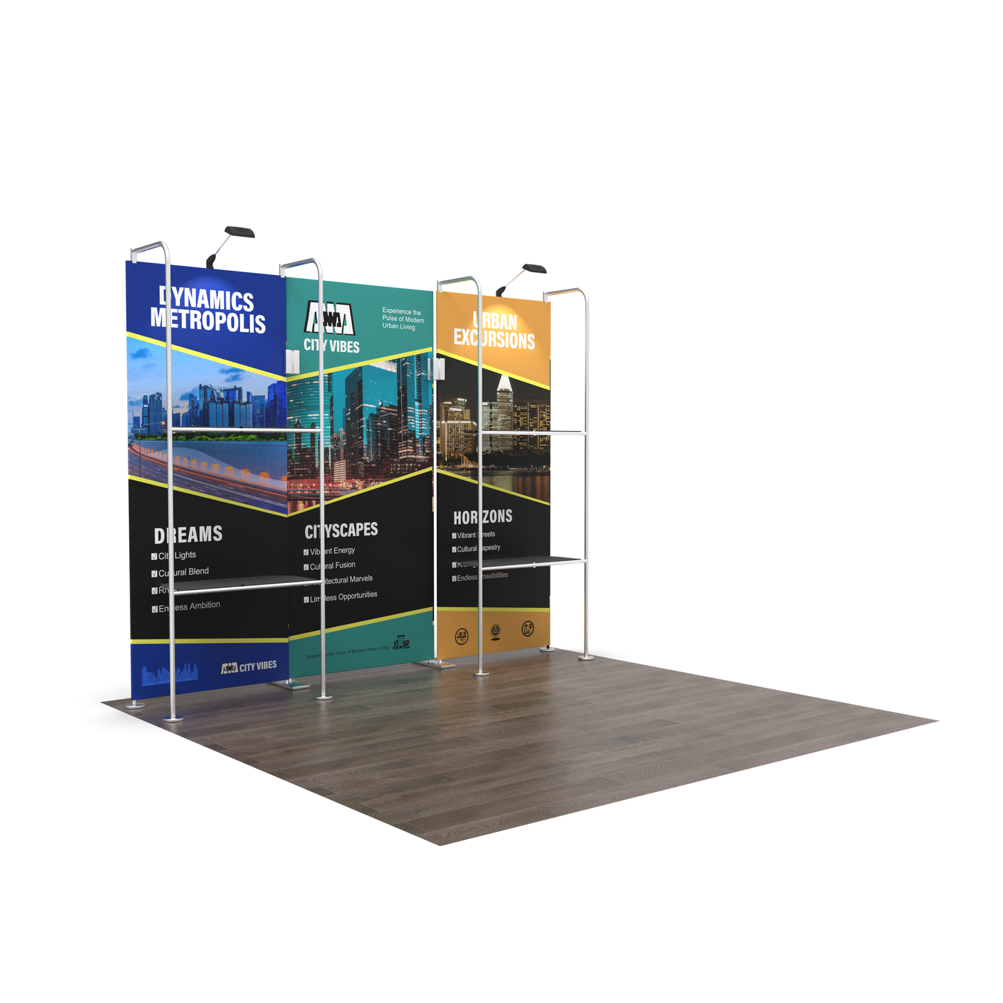10x10 TenseFlex Trade Show Booth - Merchandising