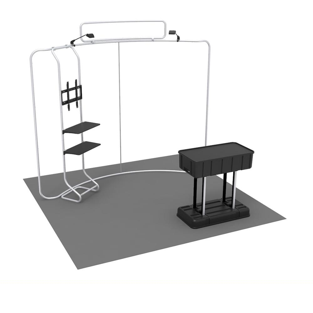 10x10 TenseFlex Curved Media Trade Show Booth - Waterfall - QuickShowDisplay