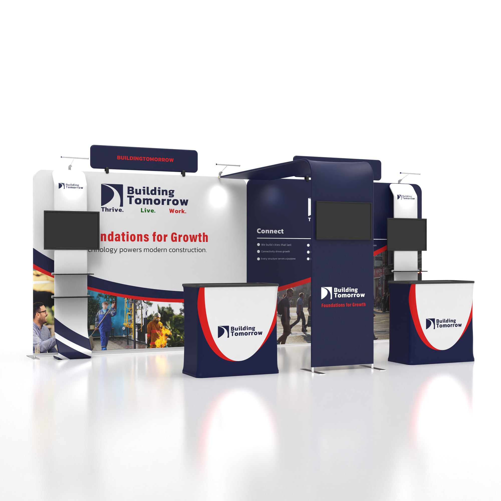 10x20 TenseFlex Media Trade Show Booth - Exhibit Max - QuickShowDisplay