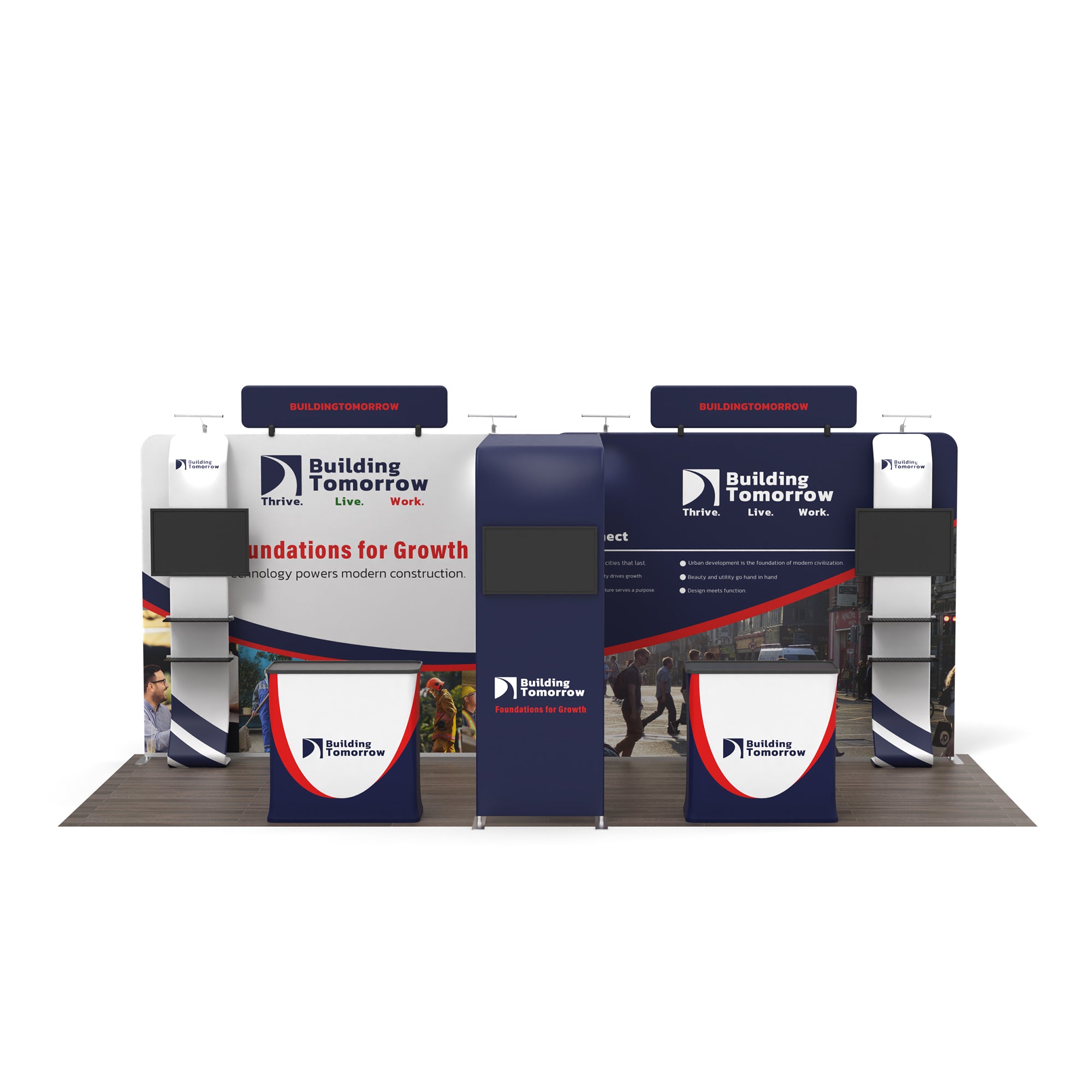 10x20 TenseFlex Media Trade Show Booth - Exhibit Max - QuickShowDisplay