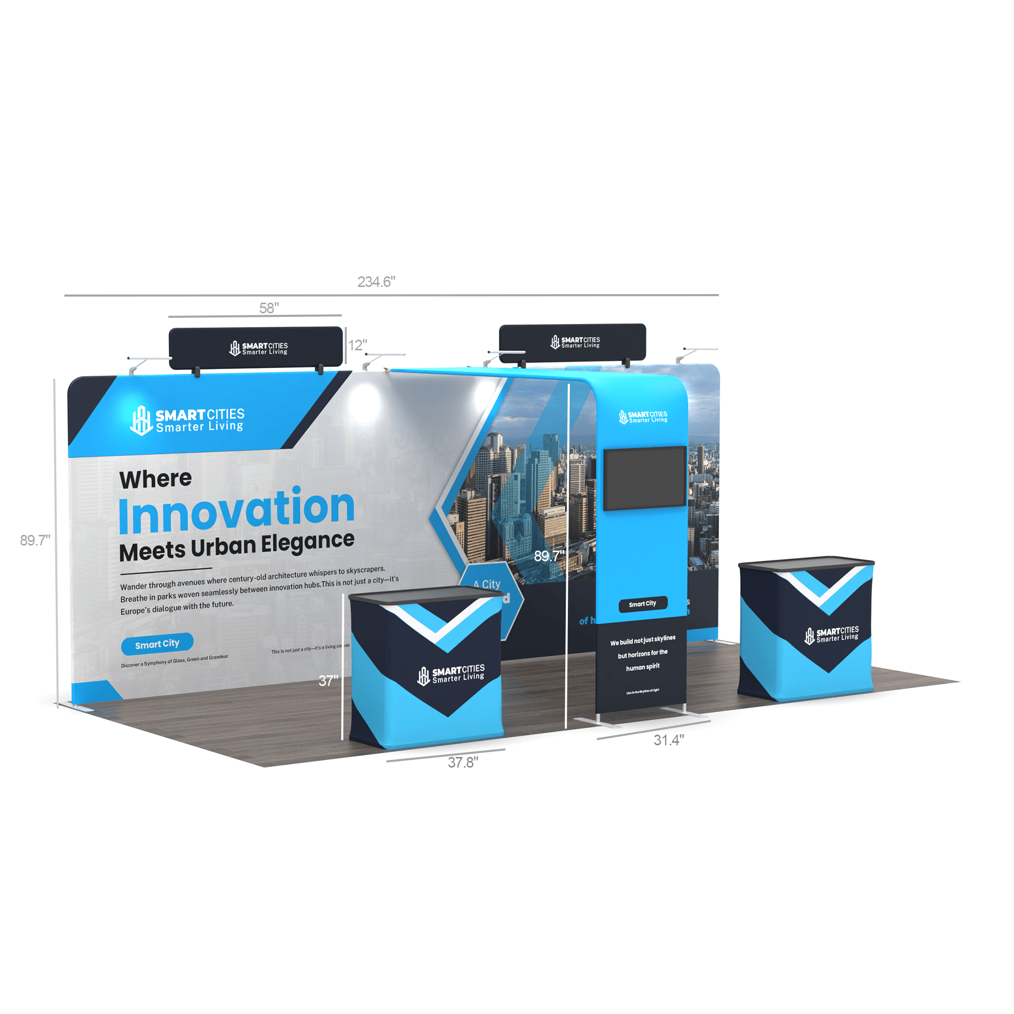 10x20 TenseFlex Media Trade Show Booth - Max - QuickShowDisplay