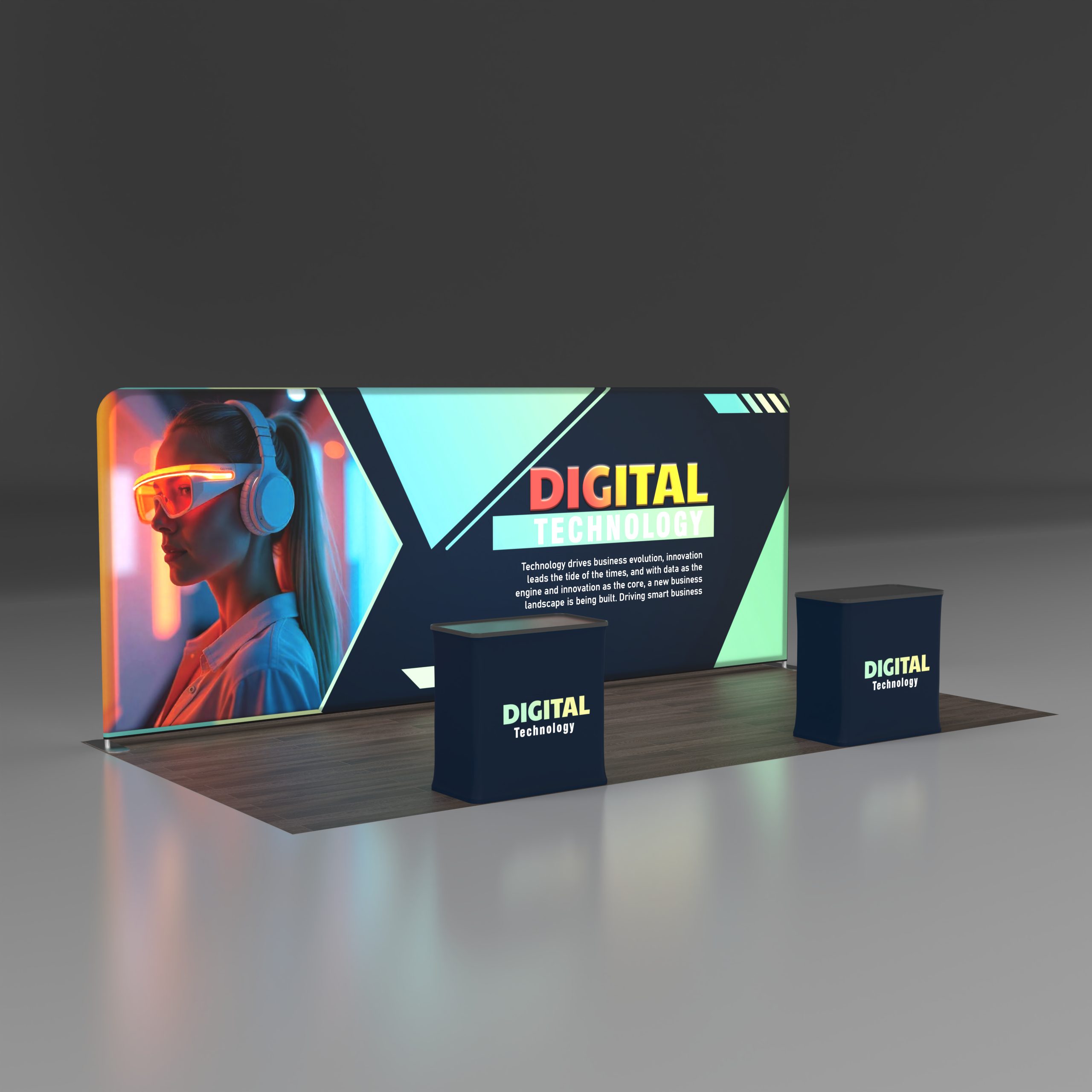 10x20 TenseLight Backlit Trade Show Booth - Flat - QuickShowDisplay