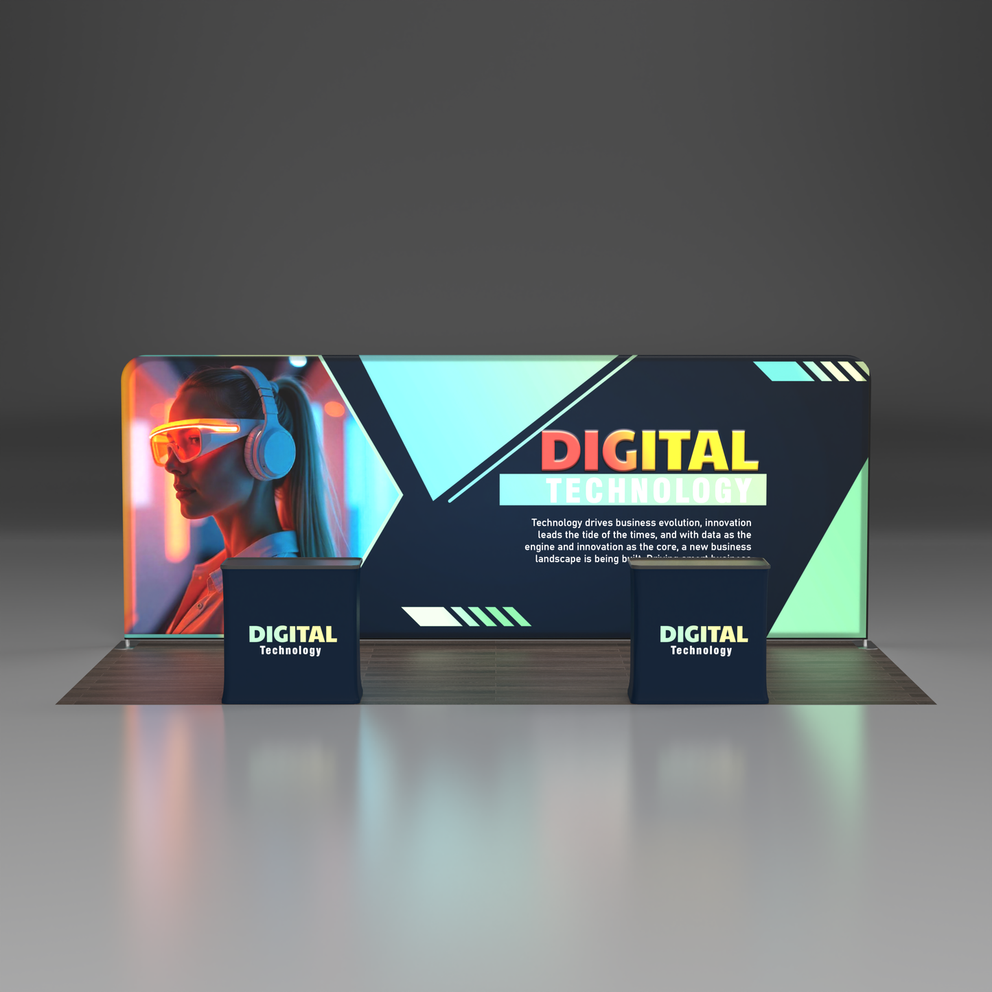 10x20 TenseLight Backlit Trade Show Booth - Flat