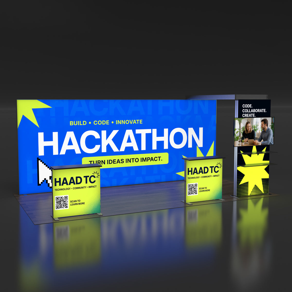 10x20 EdgeLumi™ Media Bridge SEG Backlit Trade Show Booth Display - QuickShowDisplay