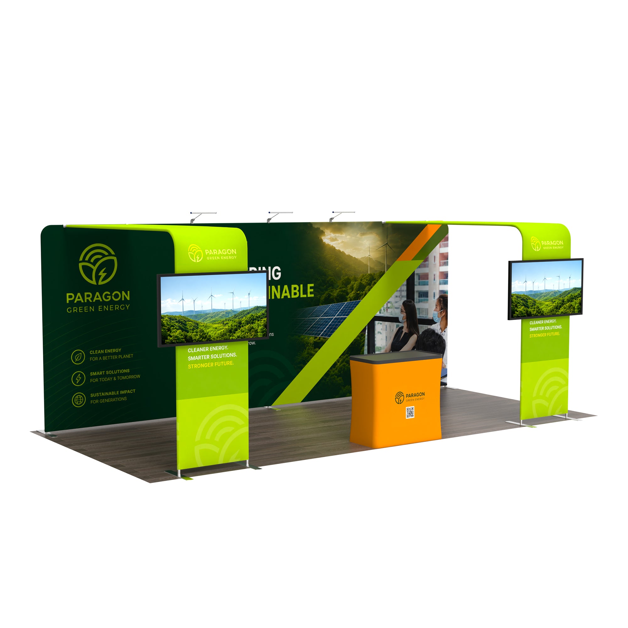 10x20 TenseFlex™ Double Bridge Media Trade Show Booth Display