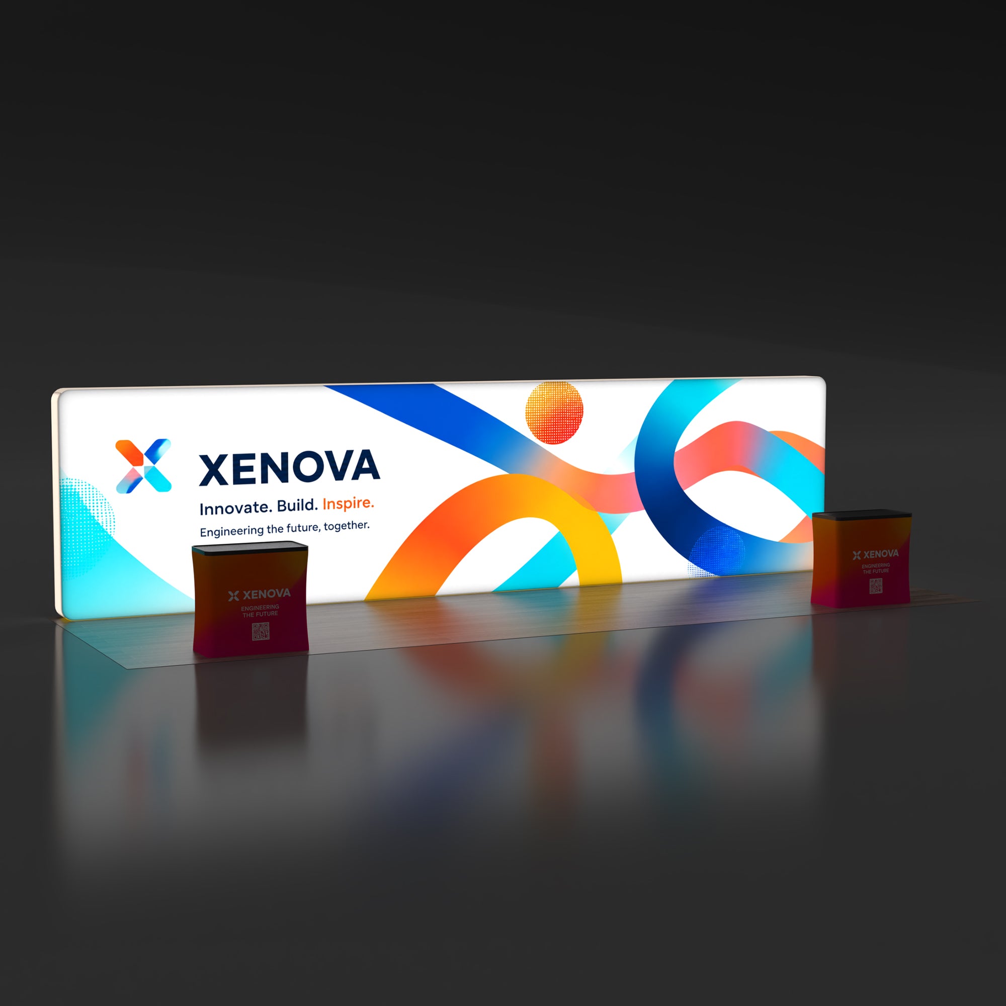 10x30 TenseLight™ Straight Backlit Trade Show Booth Display Wall - QuickShowDisplay