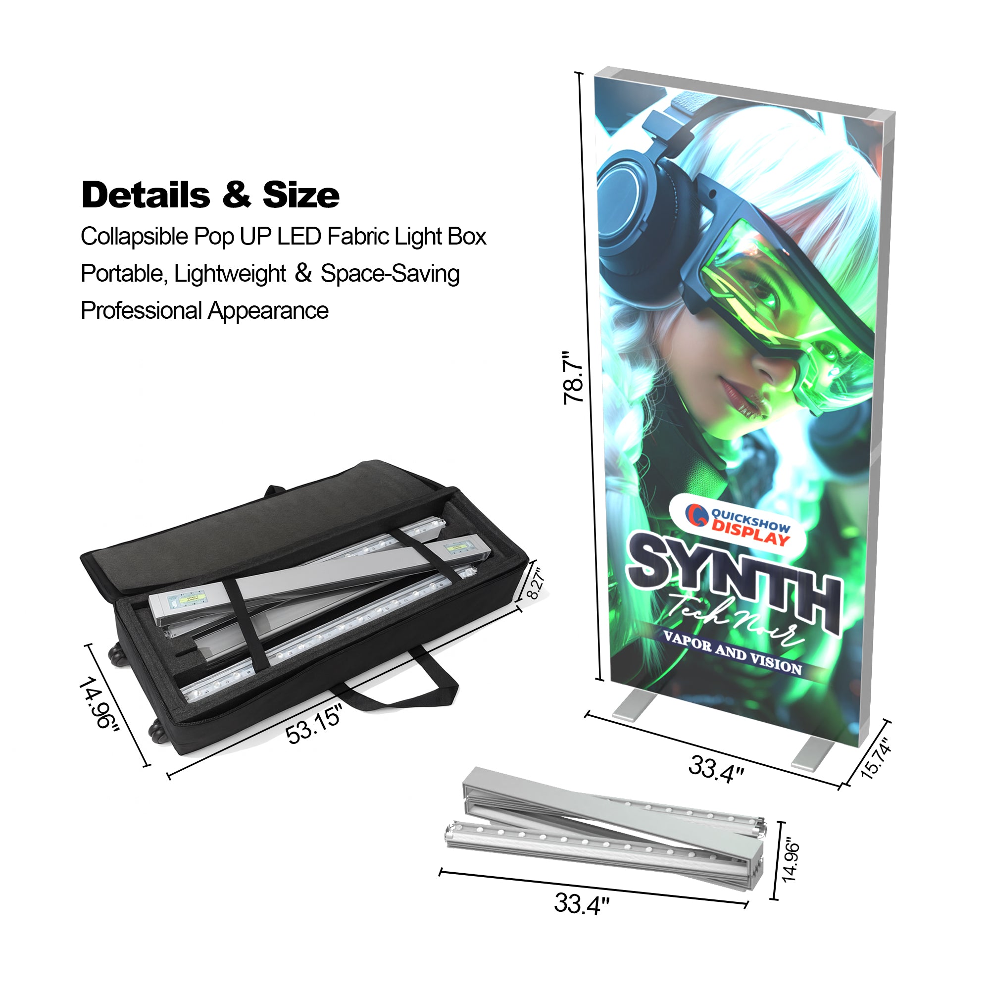 2.8x6.6ft EdgeLumi™ Collapsible SEG Lightboxes - QuickShowDisplay
