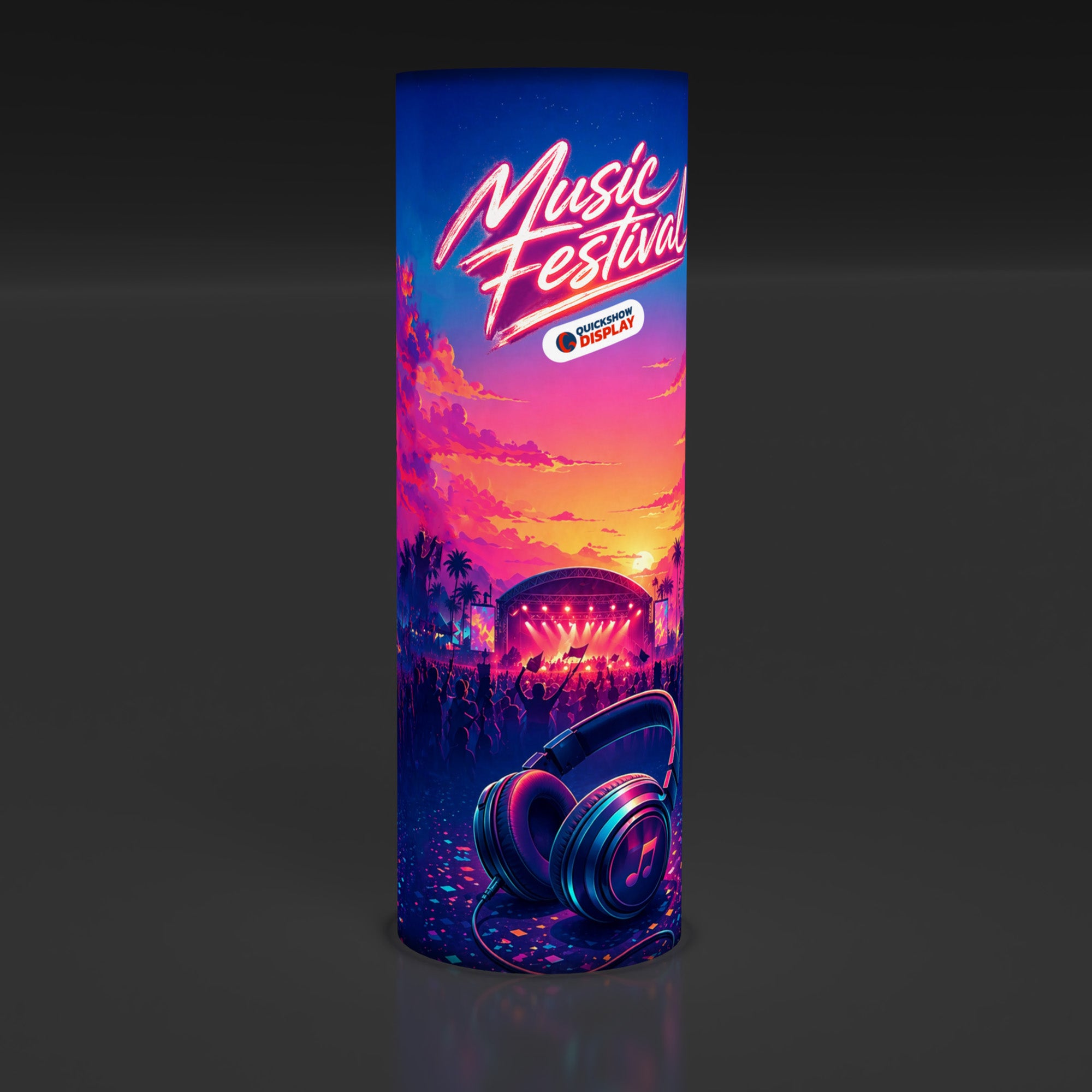 2ft Wide Round Trade Show Tower Display - QuickShowDisplay