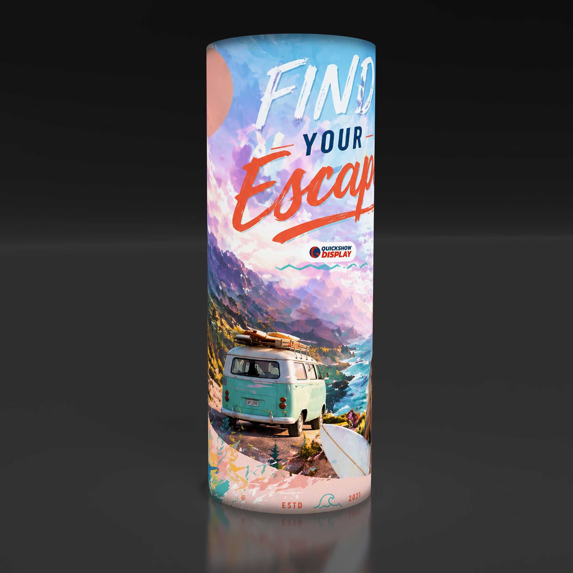3ft Wide Round Trade Show Tower Display - QuickShowDisplay