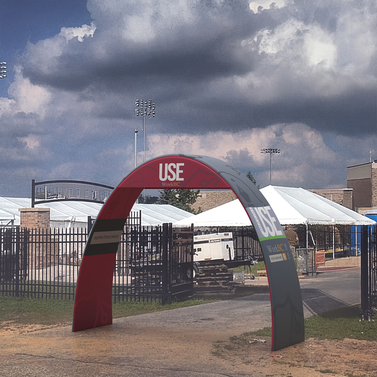 Wide-Base Archway Banner Stand with Header