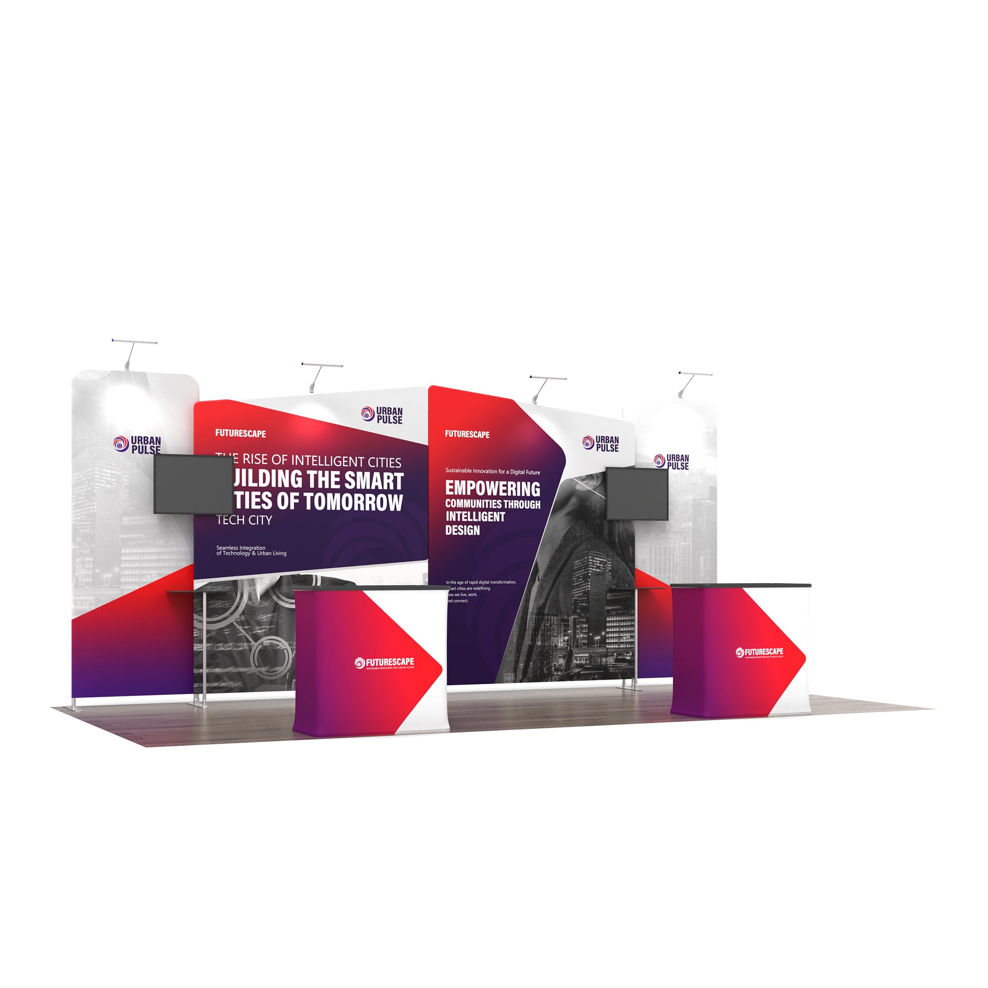 Modular 10x20 TenseFlex Media Trade Show Booth A - QuickShowDisplay