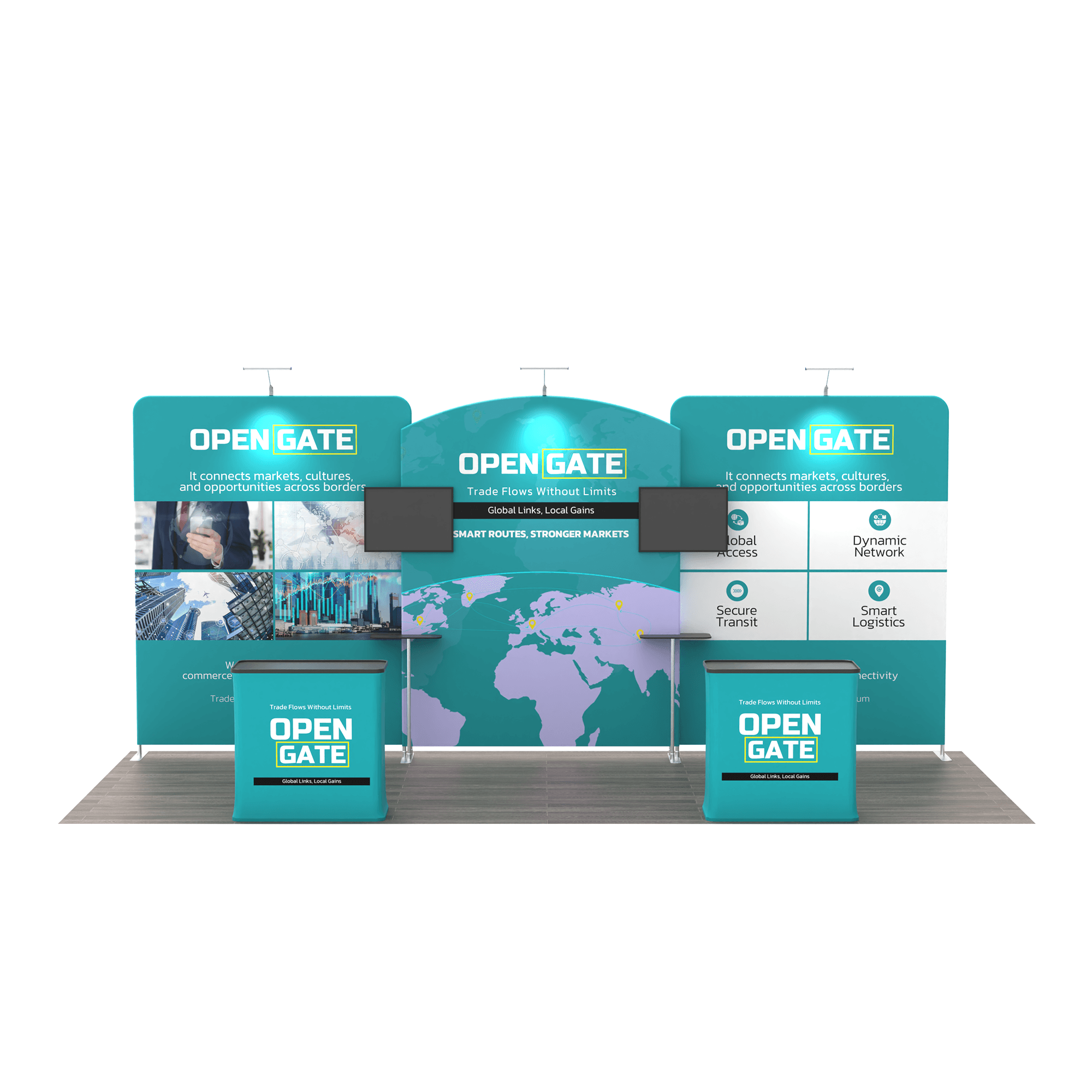Modular 10x20 TenseFlex Media Trade Show Booth C - QuickShowDisplay
