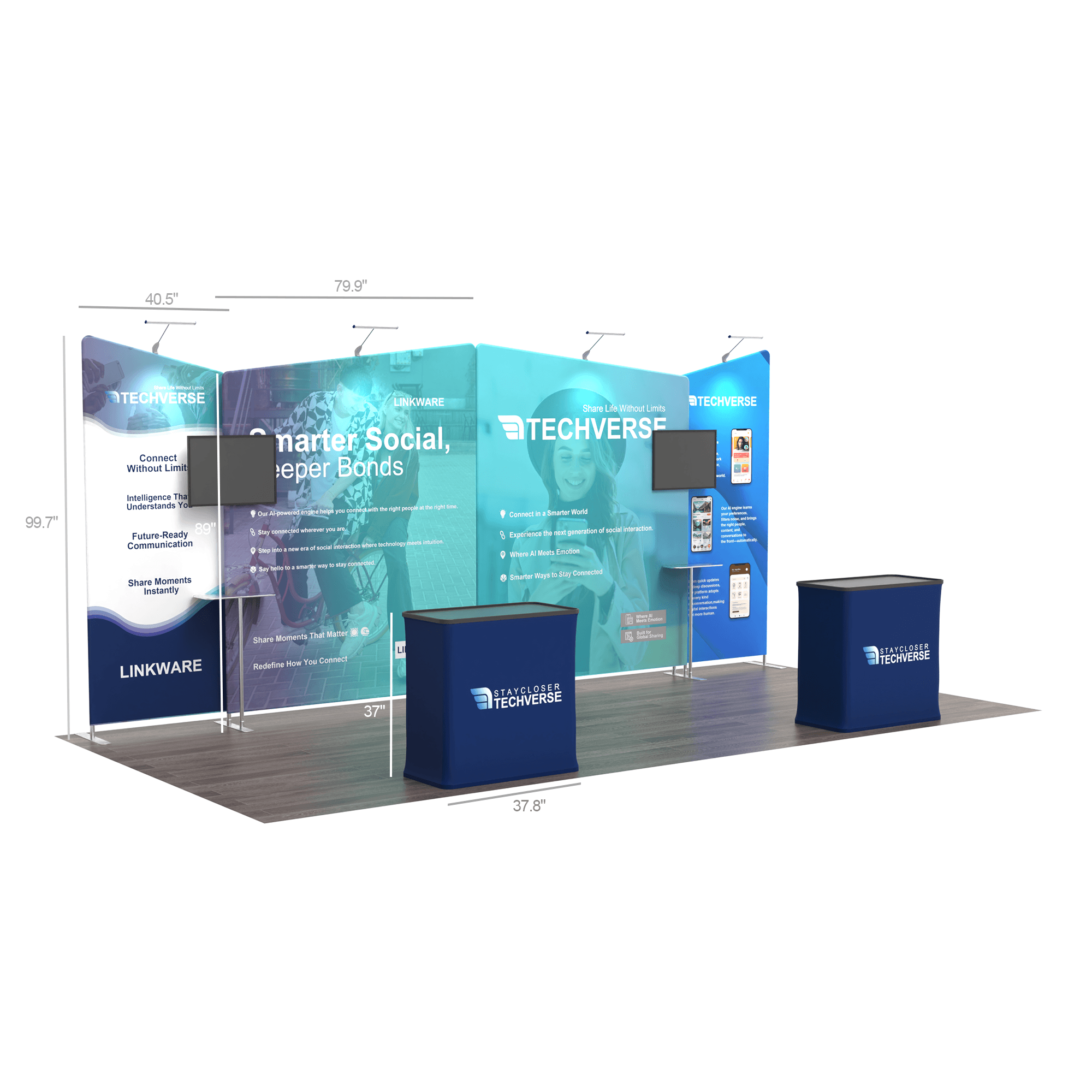 Modular 10x20 TenseFlex Media Trade Show Booth D - QuickShowDisplay