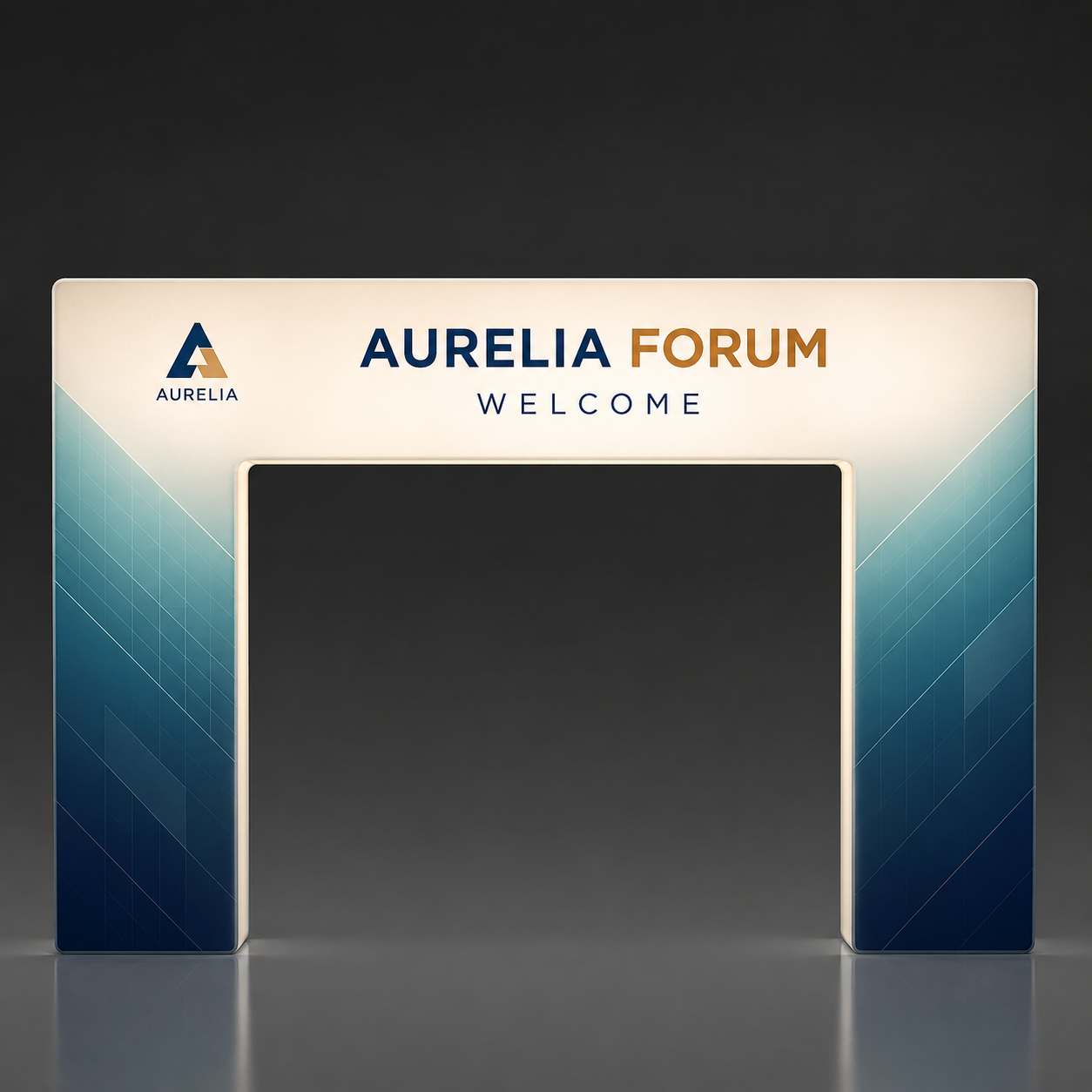 Custom Backlit Rectangle Entrance Display, LED Welcome Gateway with 360° Fabric Graphics for Trade Shows & Check-In Areas - QuickShowDisplay