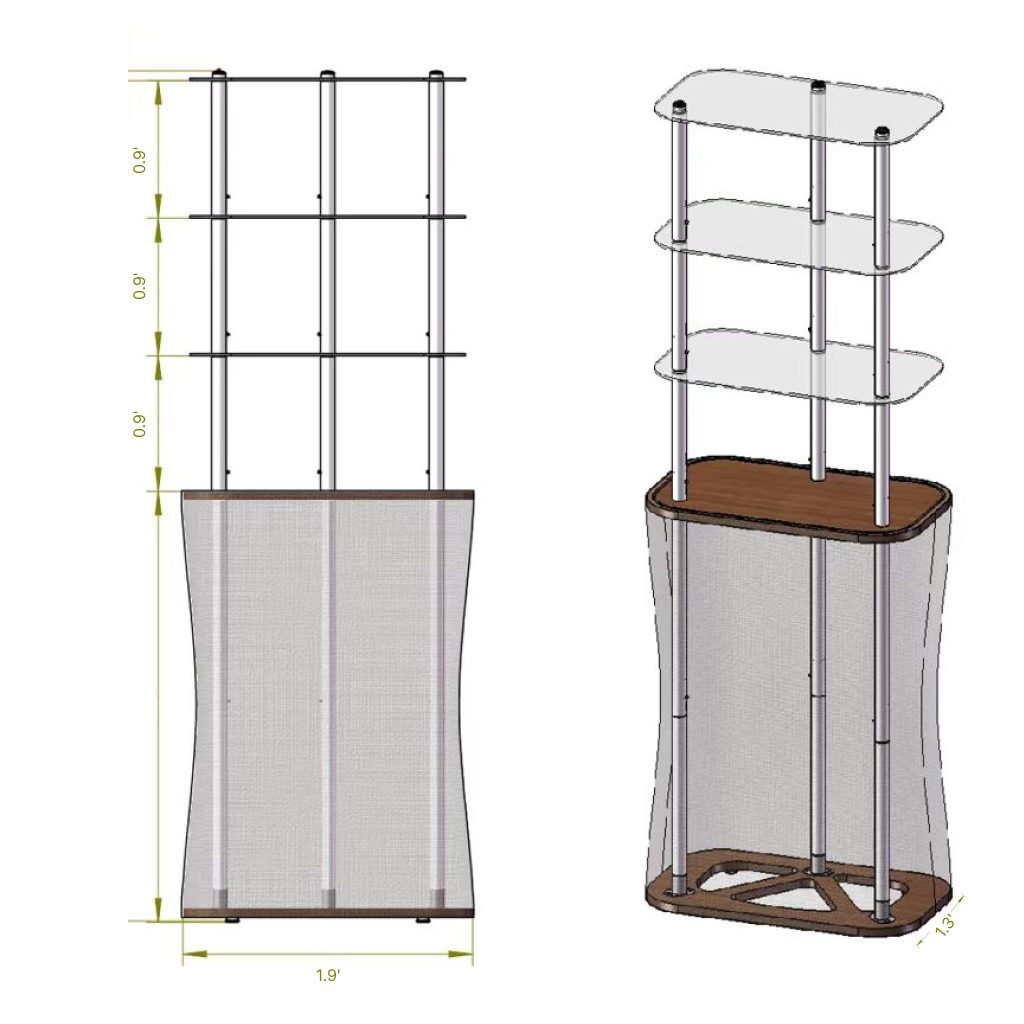 Rectangular Banner Stand with Shelving
