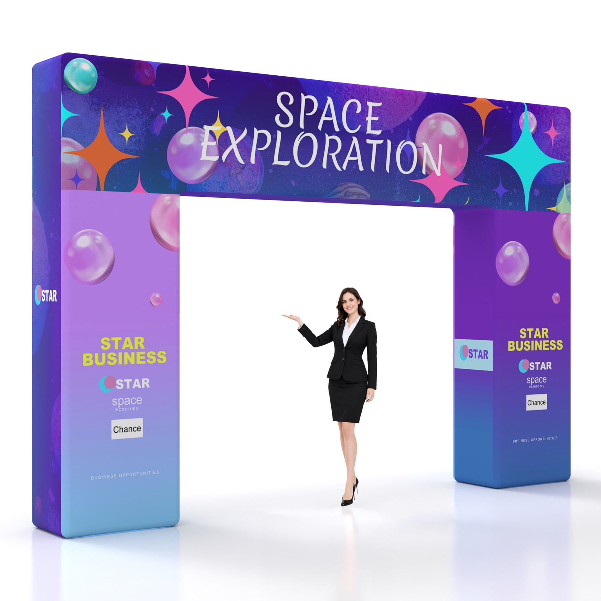 Custom 360 Brand Visibility Rectangle Trade Show Arch Display - QuickShowDisplay