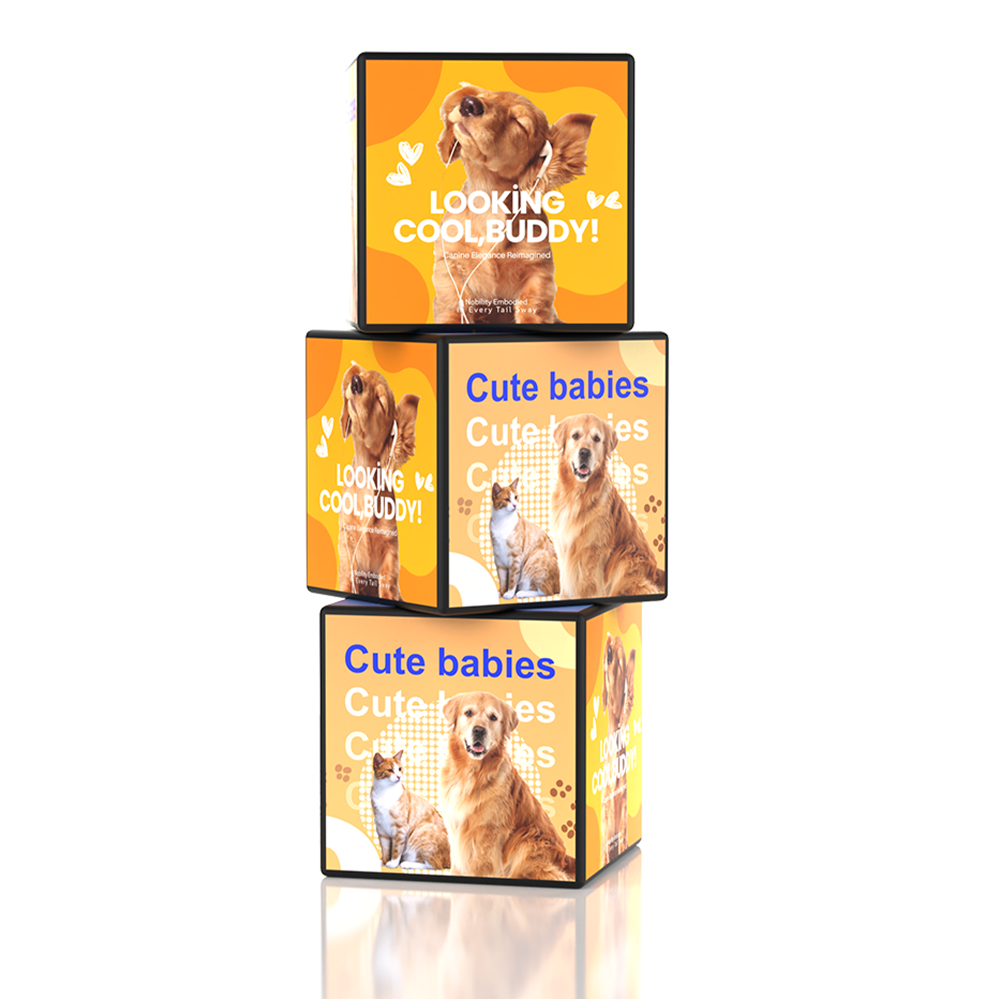 Backlit Stackable Cube Displays - 3