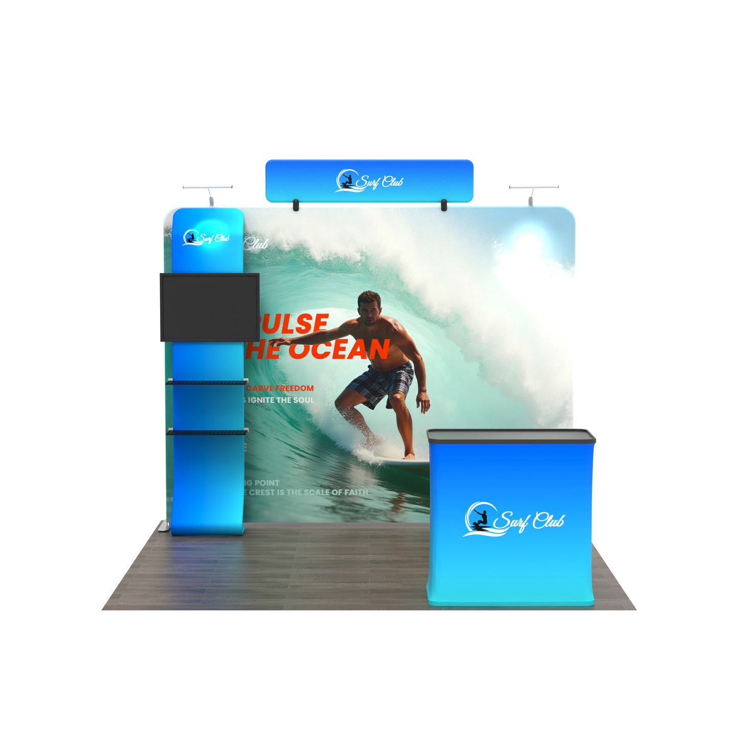 10x10 TenseFlex Media Flat Trade Show Displays - Waterfall