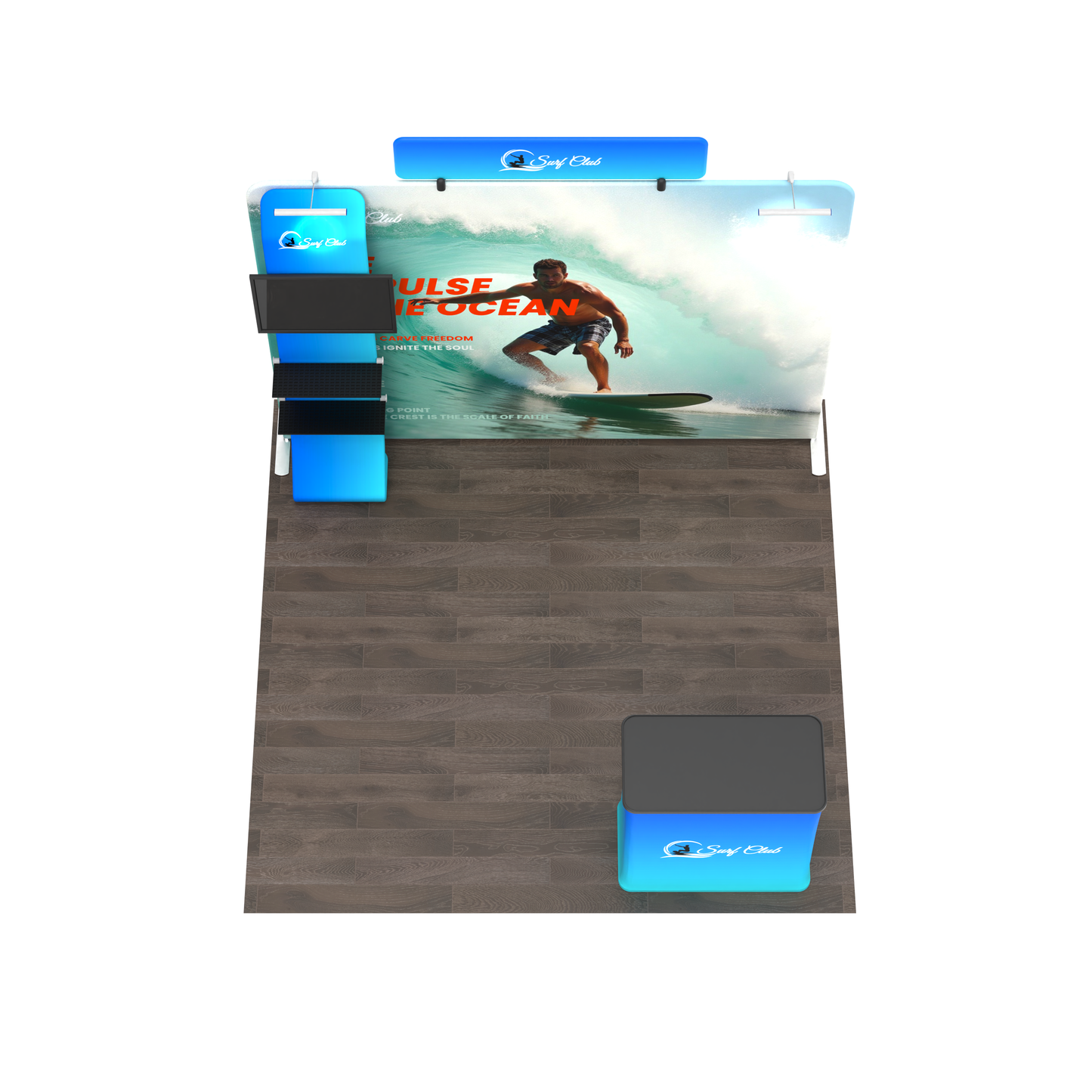 10x10 TenseFlex Media Flat Trade Show Displays - Waterfall
