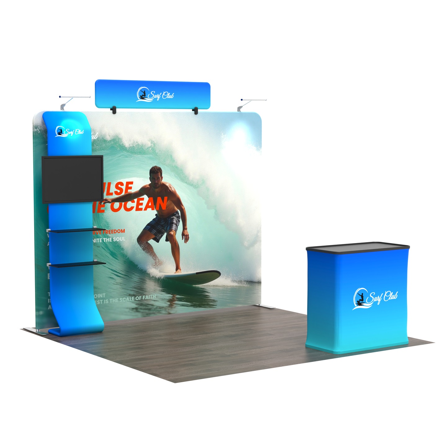 10x10 TenseFlex Media Flat Trade Show Displays - Waterfall