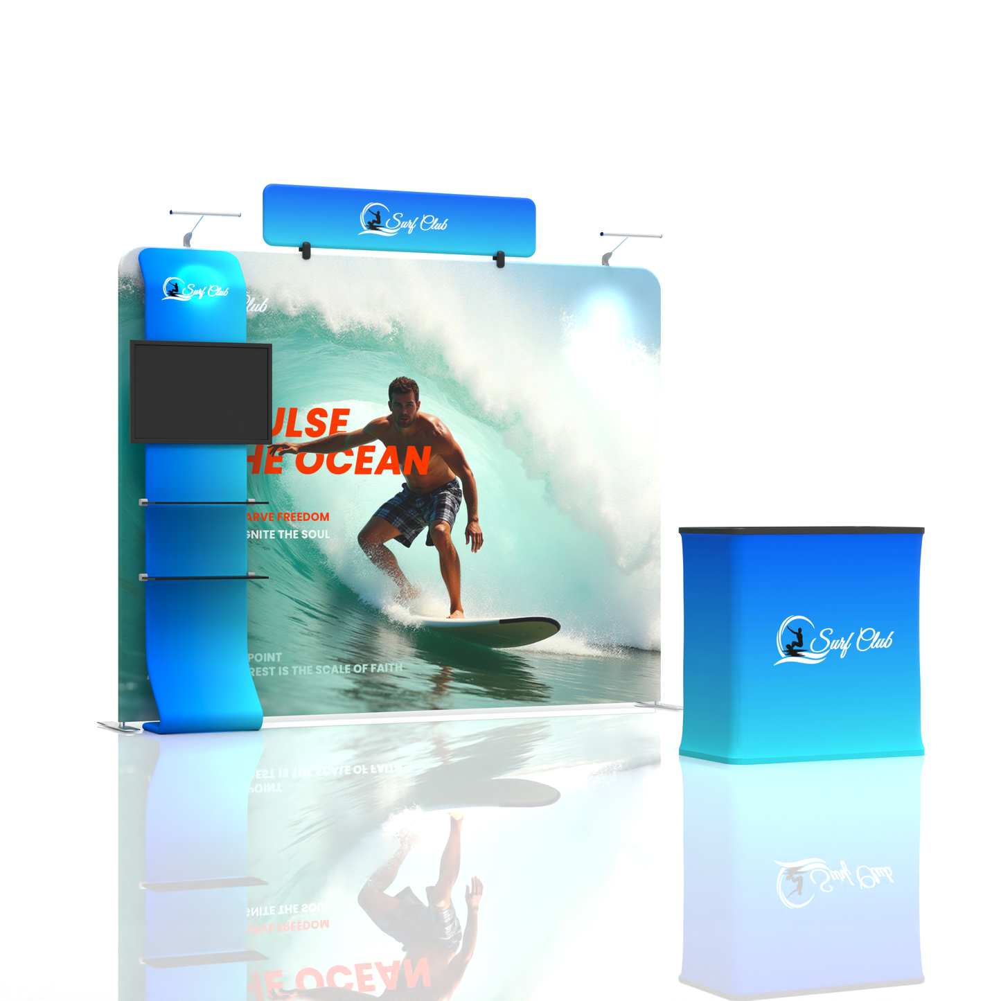 10x10 TenseFlex Media Flat Trade Show Displays - Waterfall