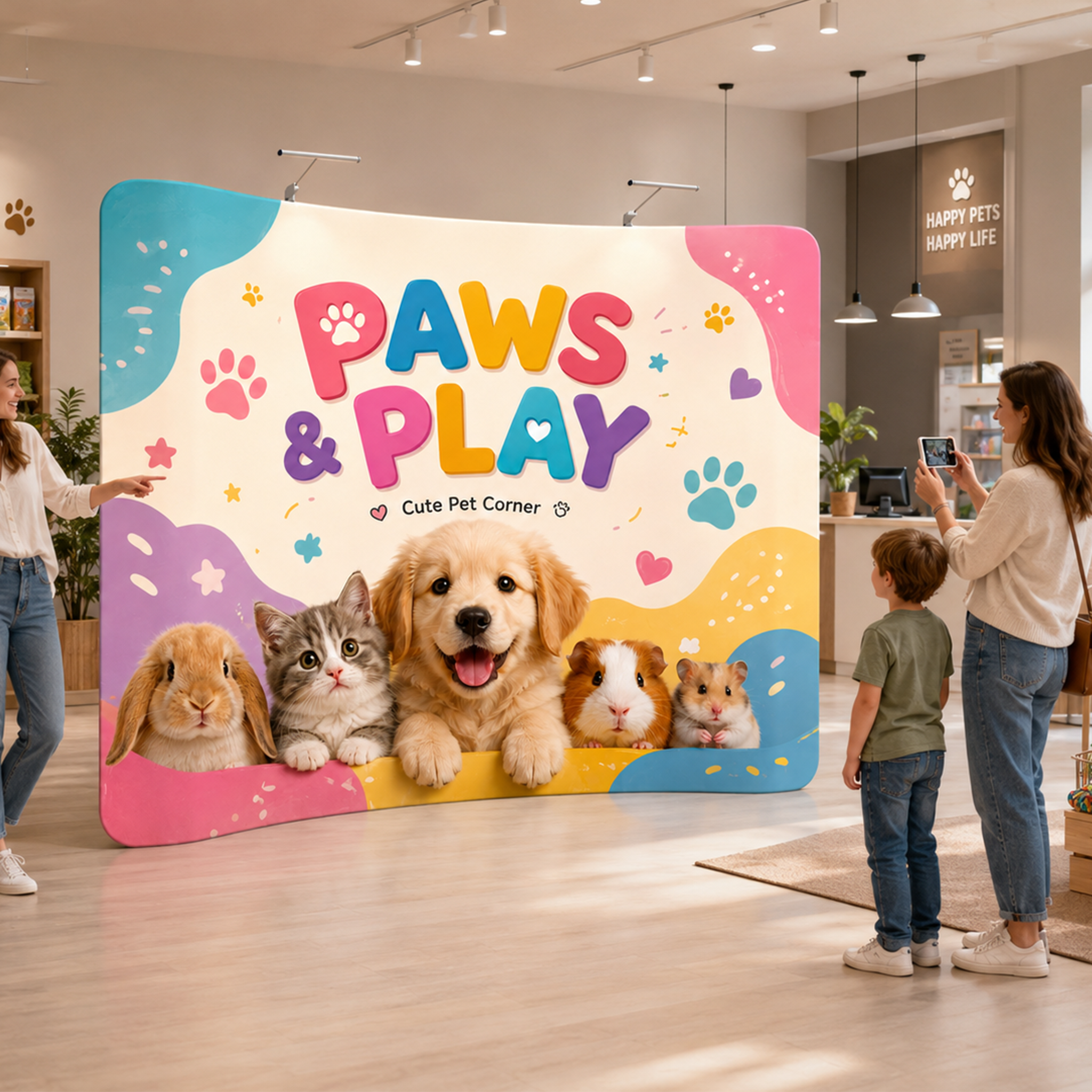 Custom 10ft Arc Booth Backdrop, Semi-Wrap Curved Fabric Display Wall with Pillowcase Graphics for 10x10 Booths - QuickShowDisplay