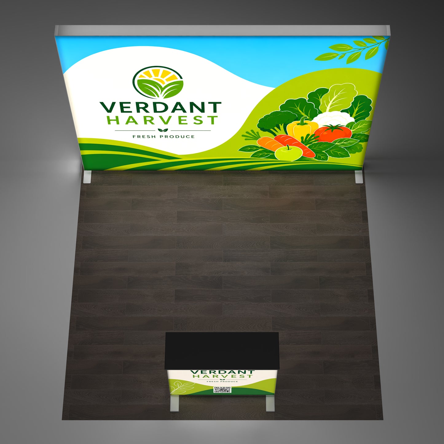 Custom Continuous SEG Lightbox Wall, 10x10 EdgeLumi Backlit Booth with Matching SEG Counter - QuickShowDisplay