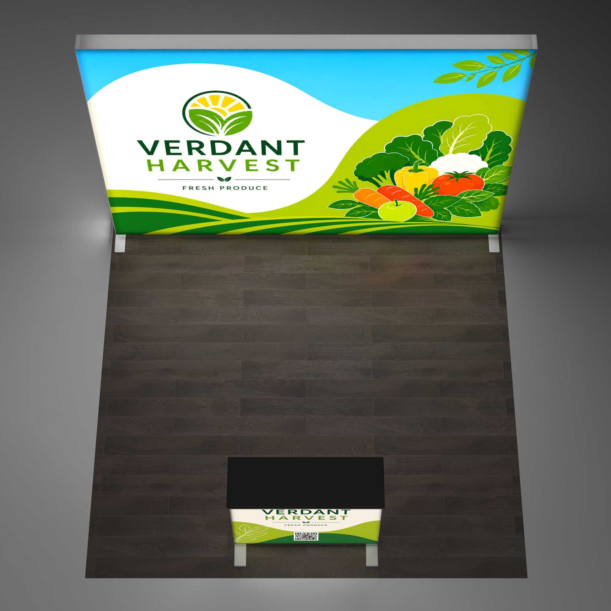 Custom Continuous SEG Lightbox Wall, 10x10 EdgeLumi Backlit Booth with Matching SEG Counter - QuickShowDisplay
