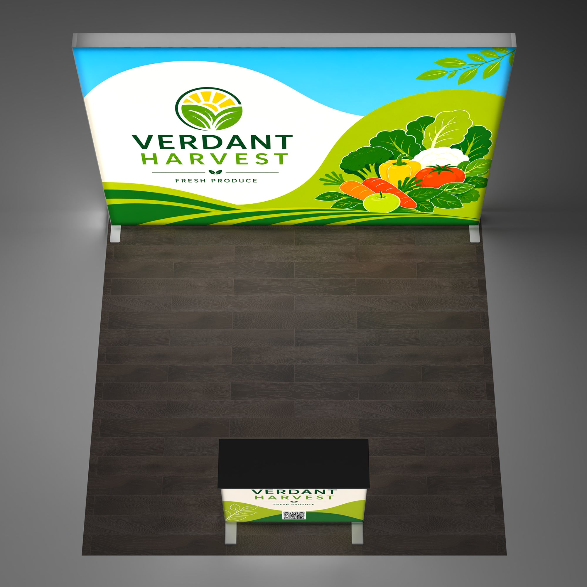 Custom Continuous SEG Lightbox Wall, 10x10 EdgeLumi Backlit Booth with Matching SEG Counter - QuickShowDisplay