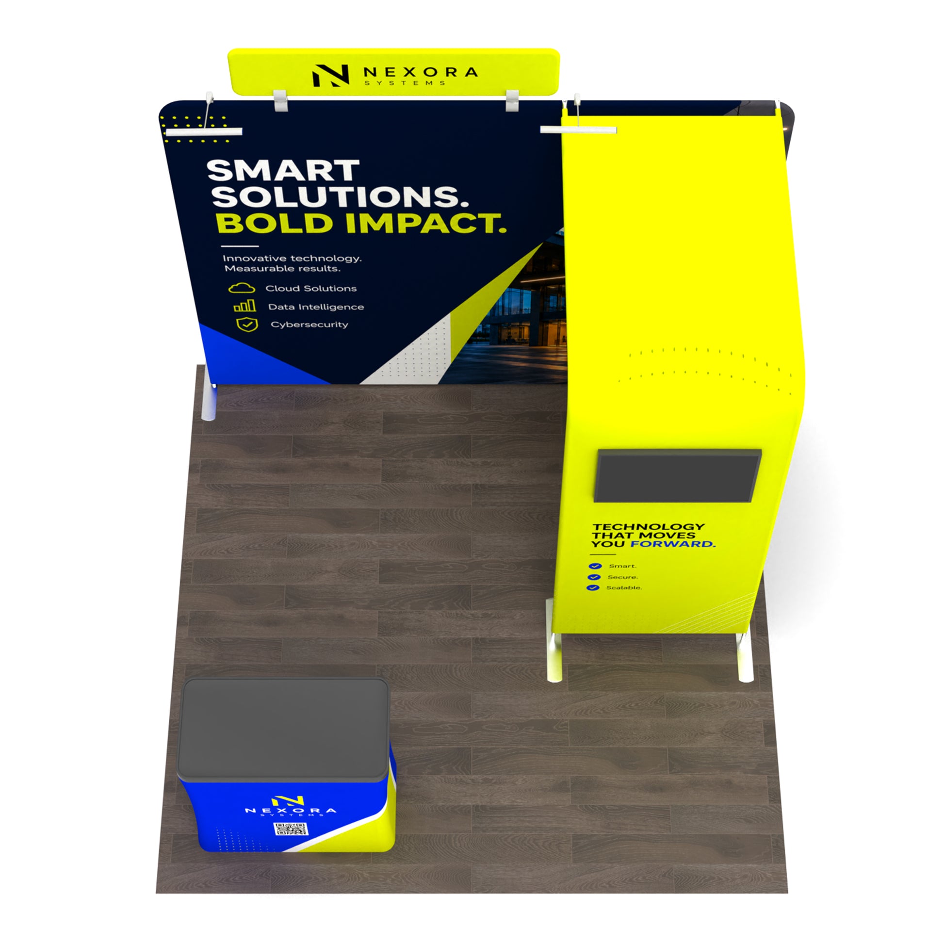 10x10 TenseFlex™ Media Half-Bridge Booth Display - QuickShowDisplay