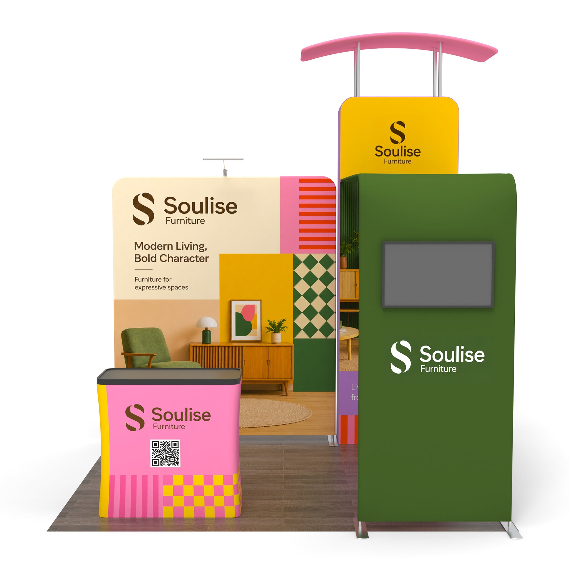 10x10 TenseFlex™ Modular Media Booth Display B - QuickShowDisplay