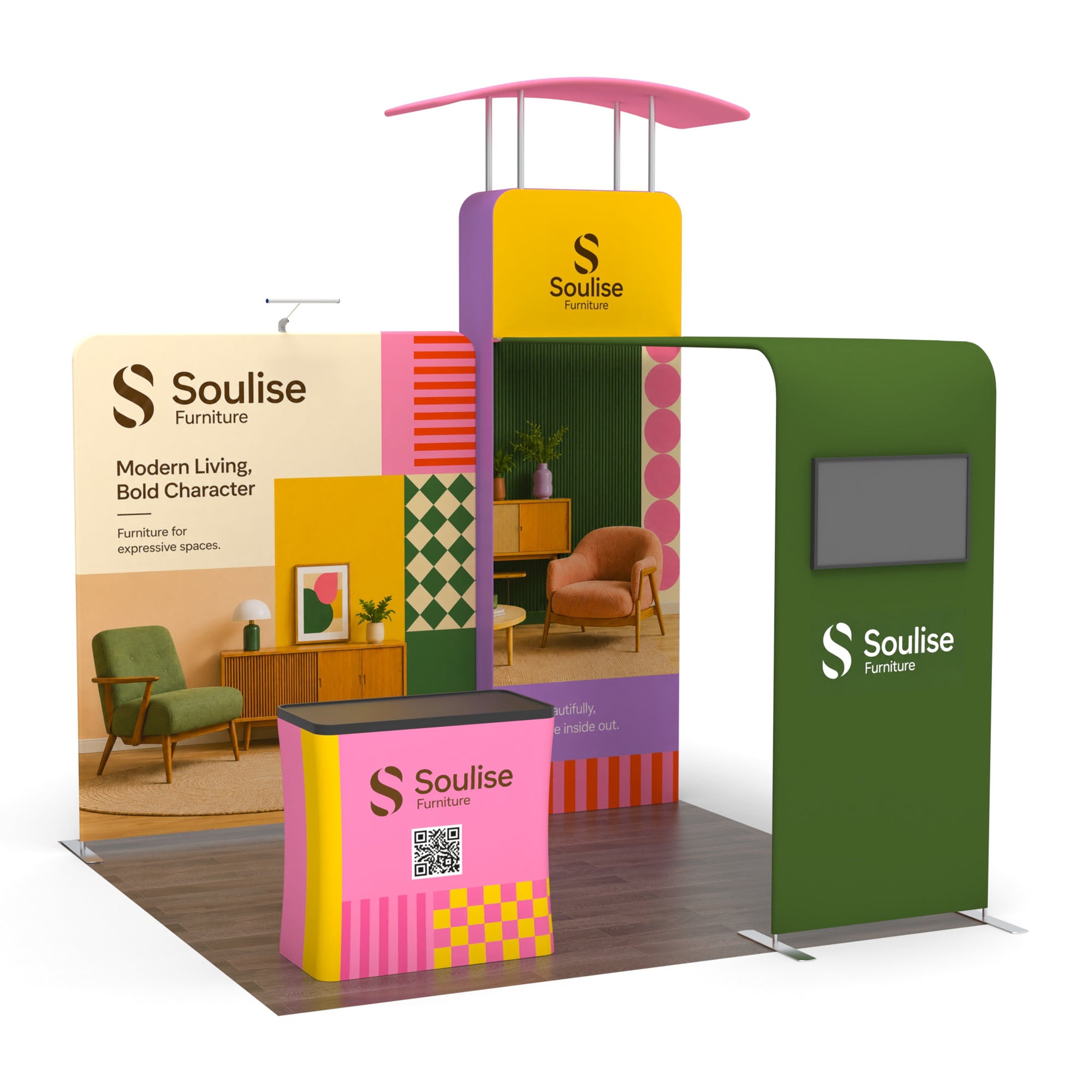 10x10 TenseFlex™ Modular Media Booth Display B - QuickShowDisplay
