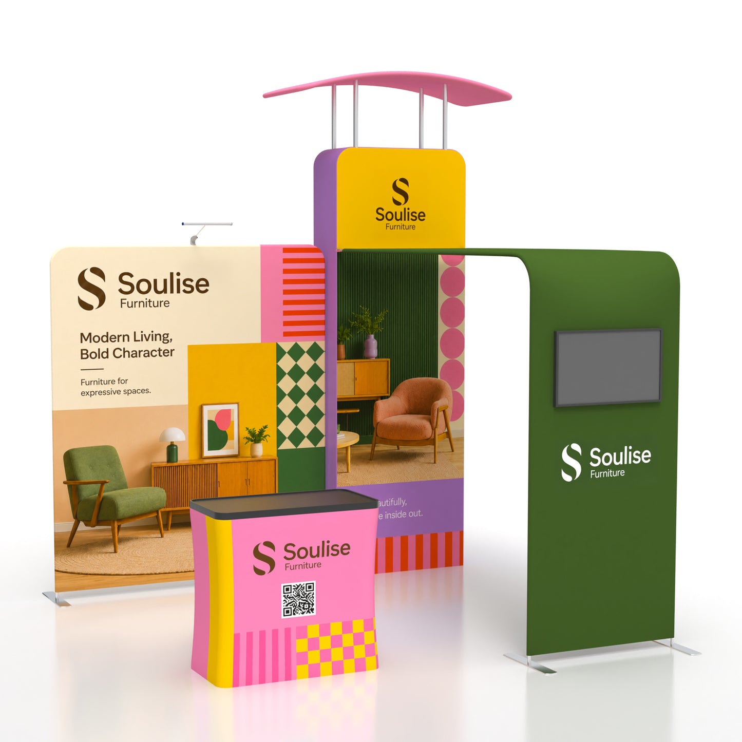 10x10 TenseFlex™ Modular Media Booth Display B - QuickShowDisplay
