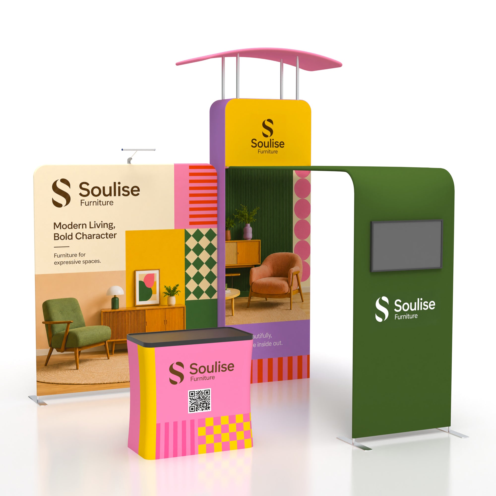 10x10 TenseFlex™ Modular Media Booth Display B - QuickShowDisplay