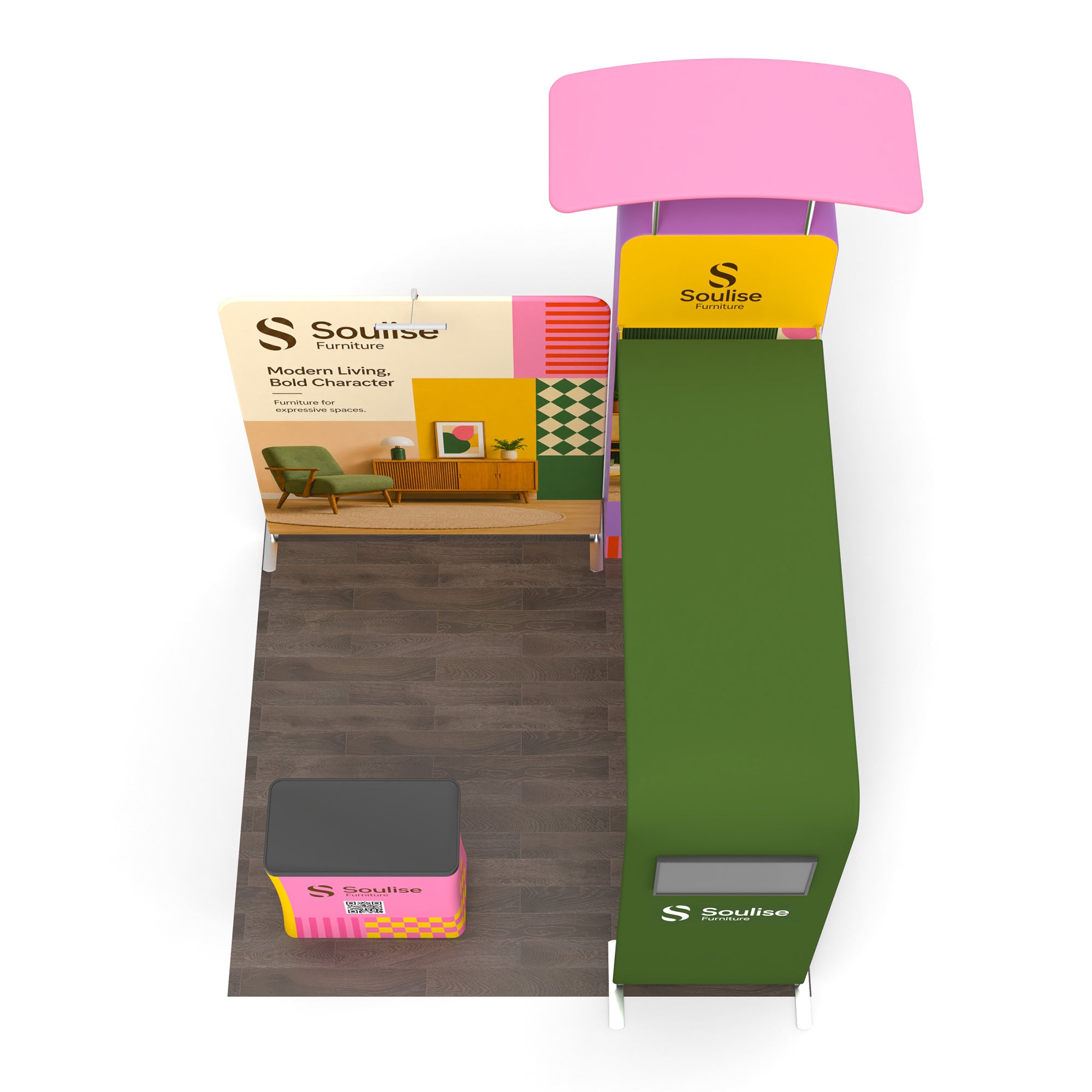 10x10 TenseFlex™ Modular Media Booth Display B - QuickShowDisplay