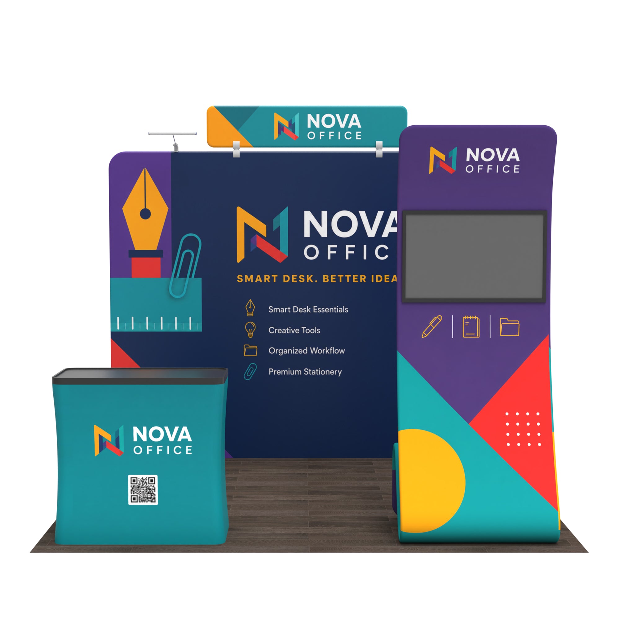 10x10 TenseFlex™ Modular Media Booth Display C - QuickShowDisplay