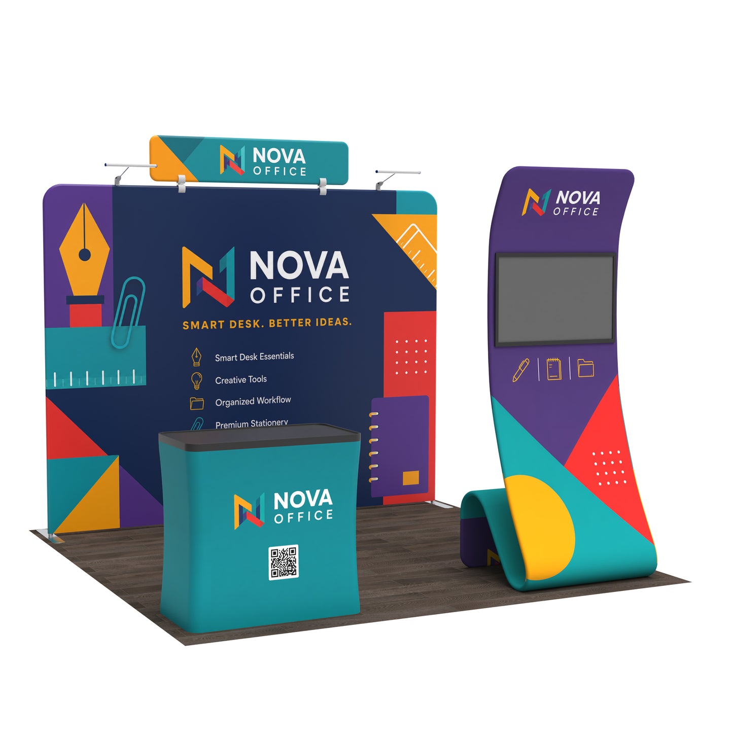 10x10 TenseFlex™ Modular Media Booth Display C - QuickShowDisplay