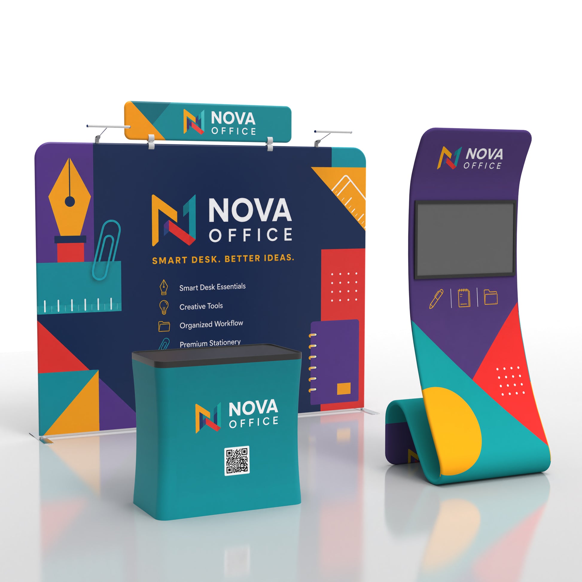 10x10 TenseFlex™ Modular Media Booth Display C - QuickShowDisplay